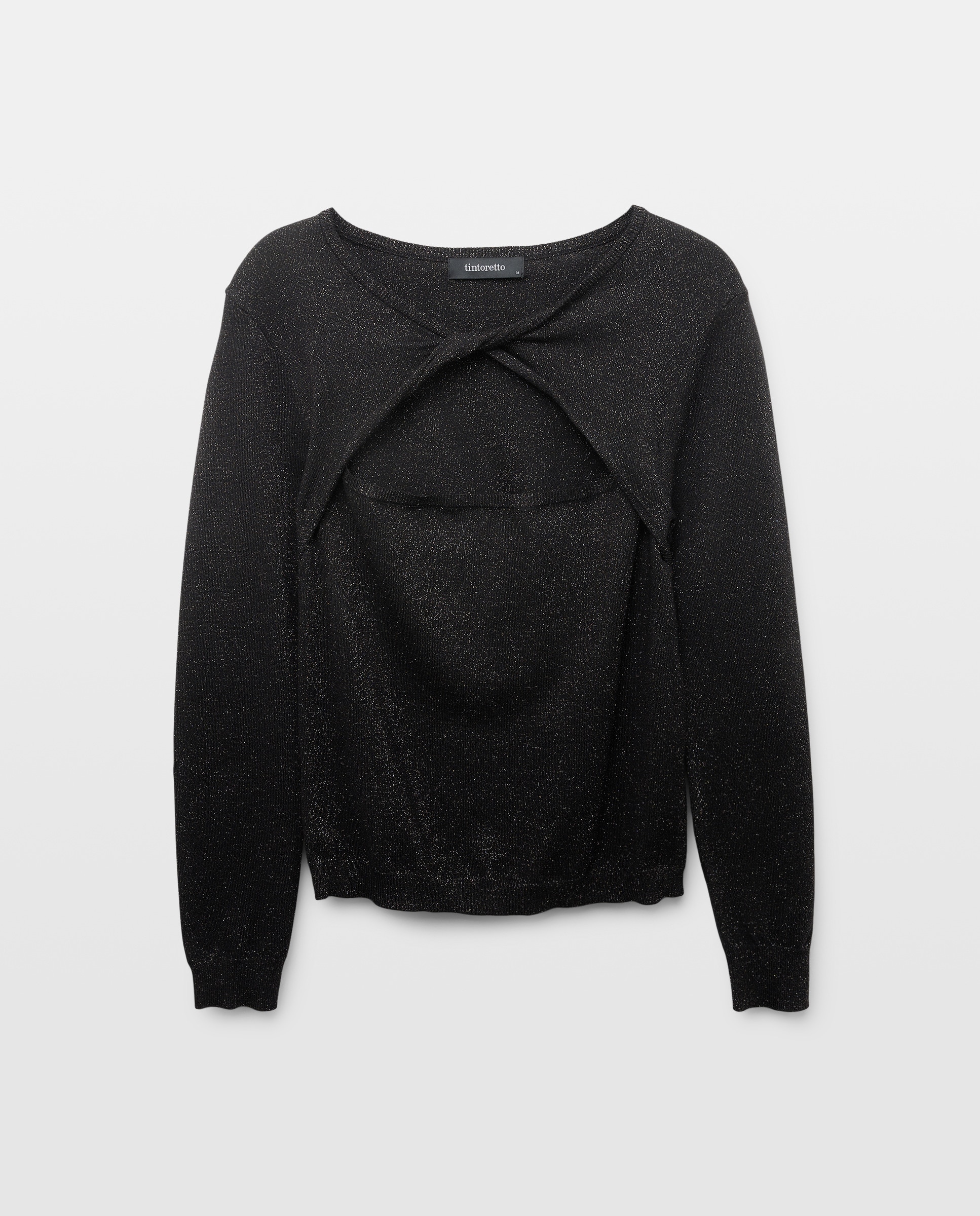 Camisola de Malha com Nó de Fio Metalizado Preto-1