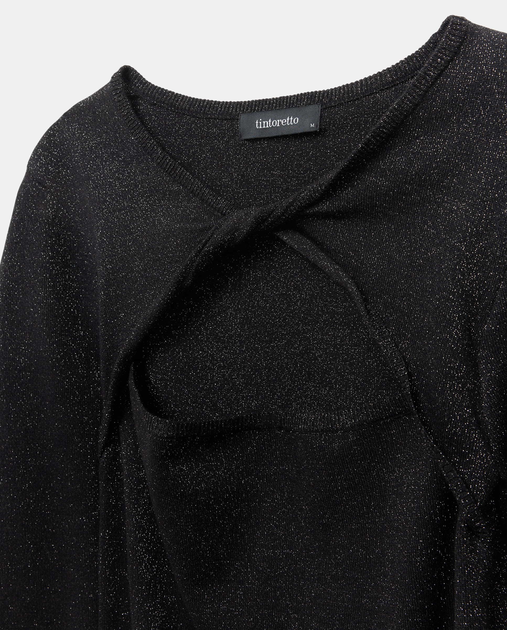 Camisola de Malha com Nó de Fio Metalizado Preto-2