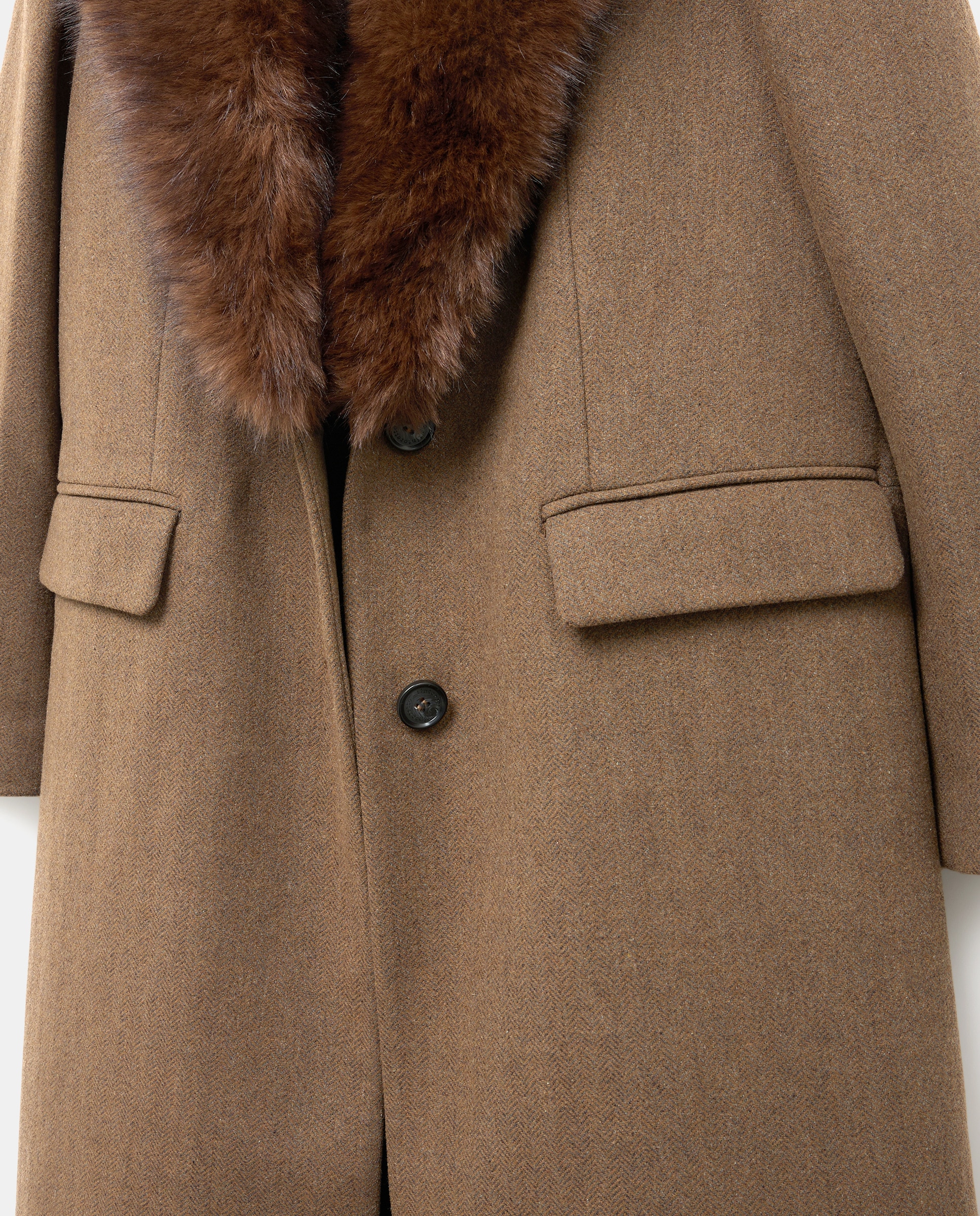 Sobretudo com Gola de Pelo Visom-Escuro-7