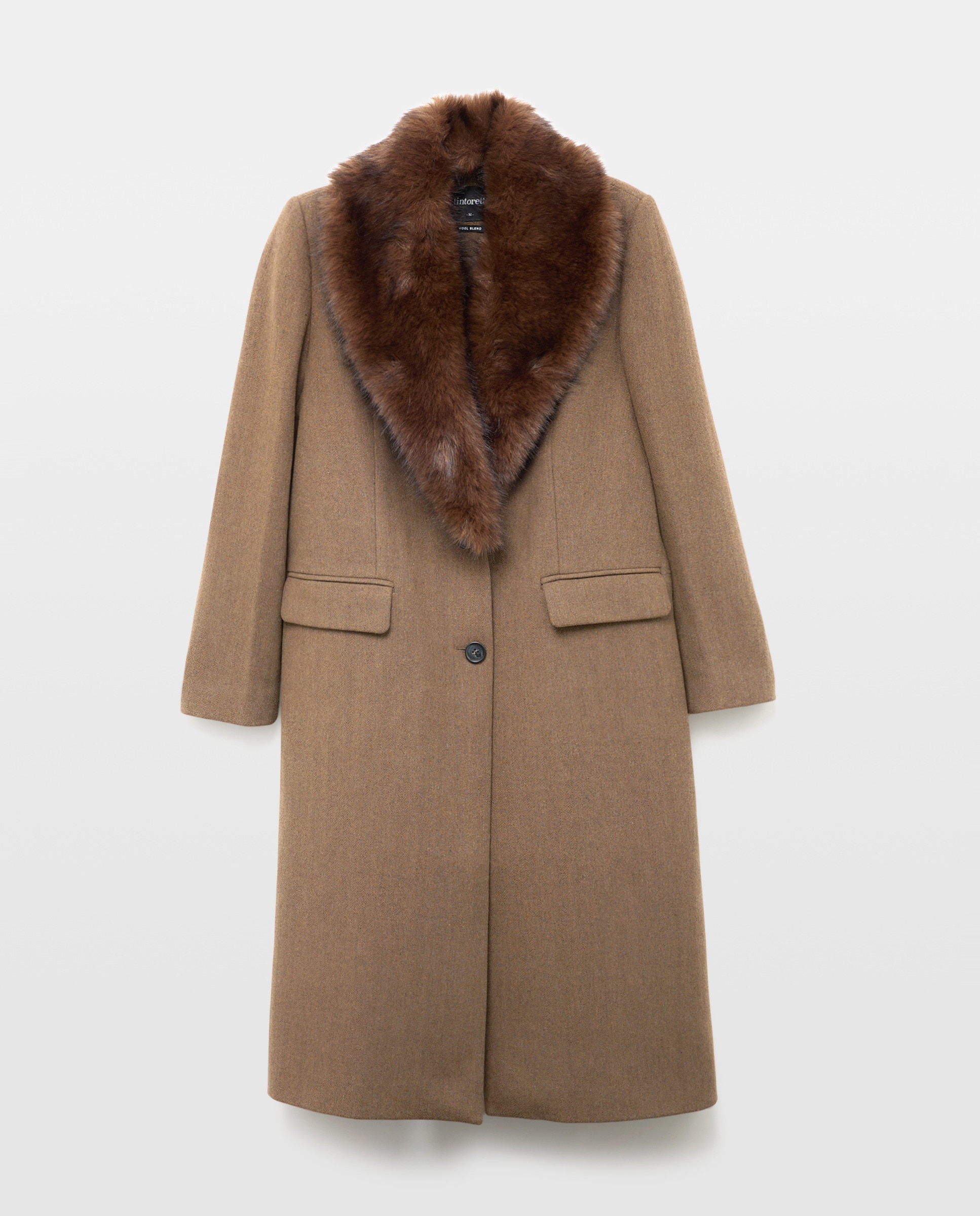 Sobretudo com Gola de Pelo Visom-Escuro-6