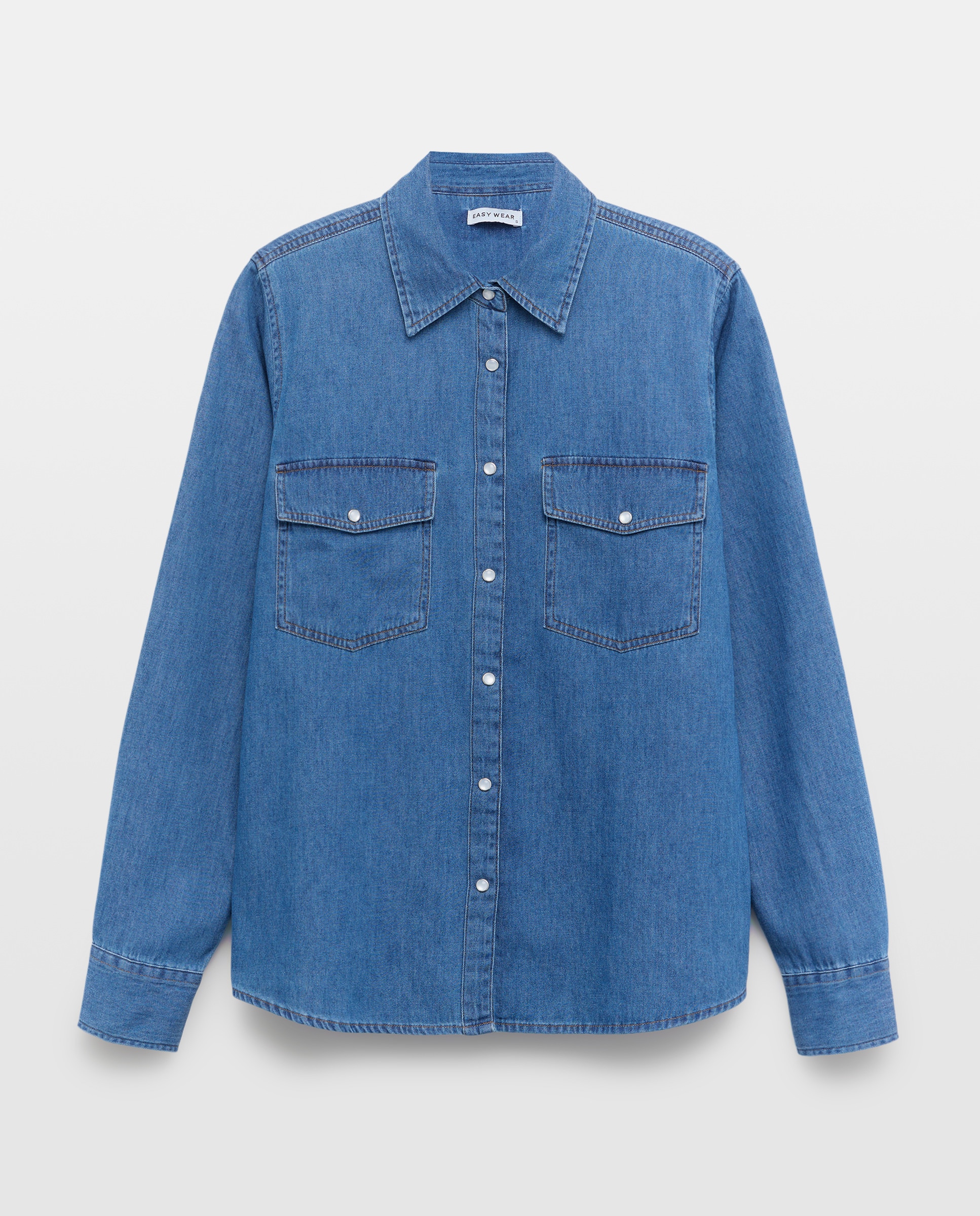 Camisa de Ganga Básica Azul-índigo-5