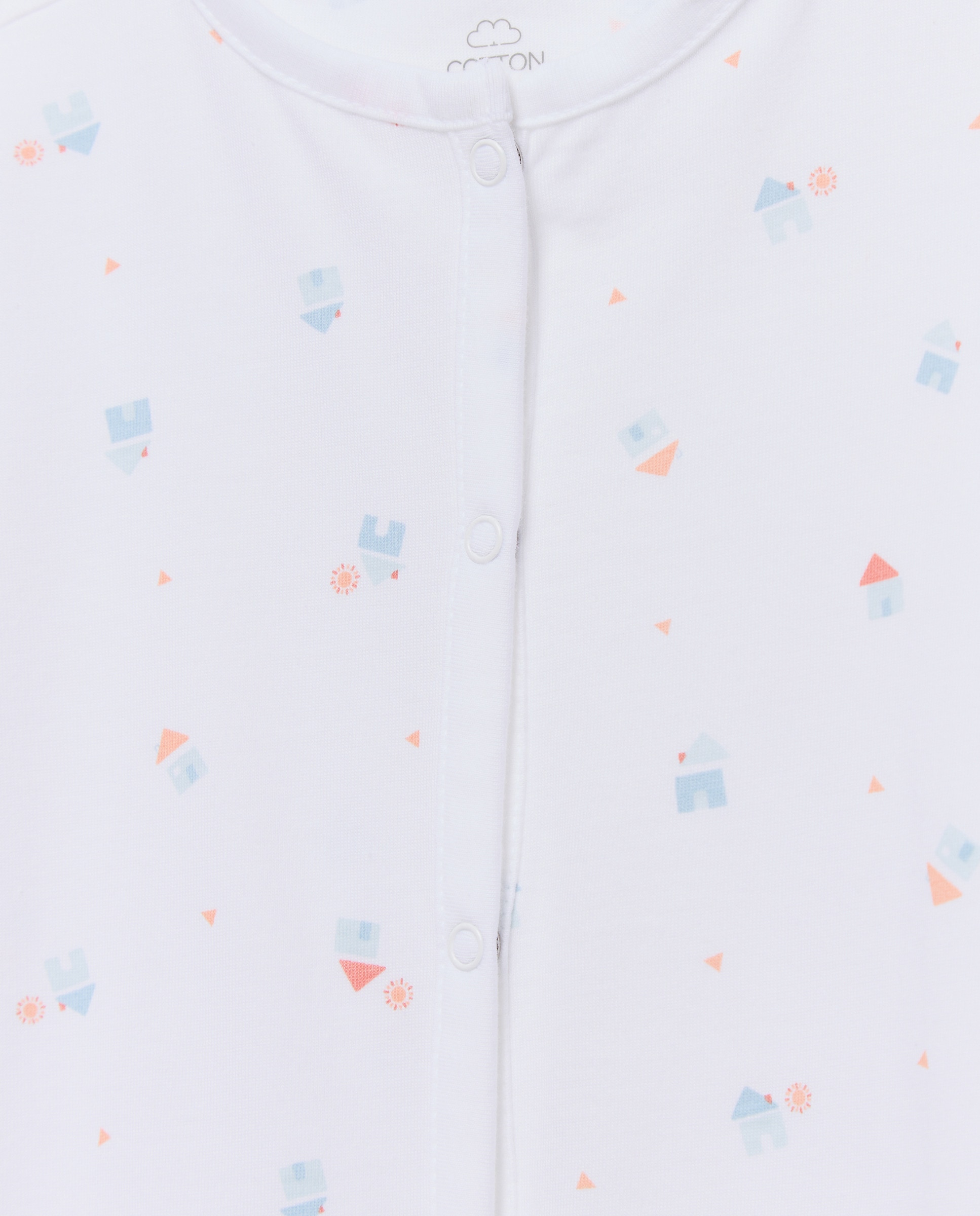 Babygrow Comprido de Malha de Bebé com Estampado de Fantasia Branco-3