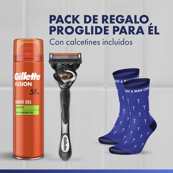 Pack Shave Gel Sensitive mit Almond Oil + Rasierer 5 Klingen + Socken inklusive