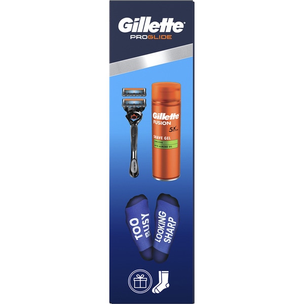 Pack Shave Gel Sensitive mit Almond Oil + Rasierer 5 Klingen + Socken inklusive