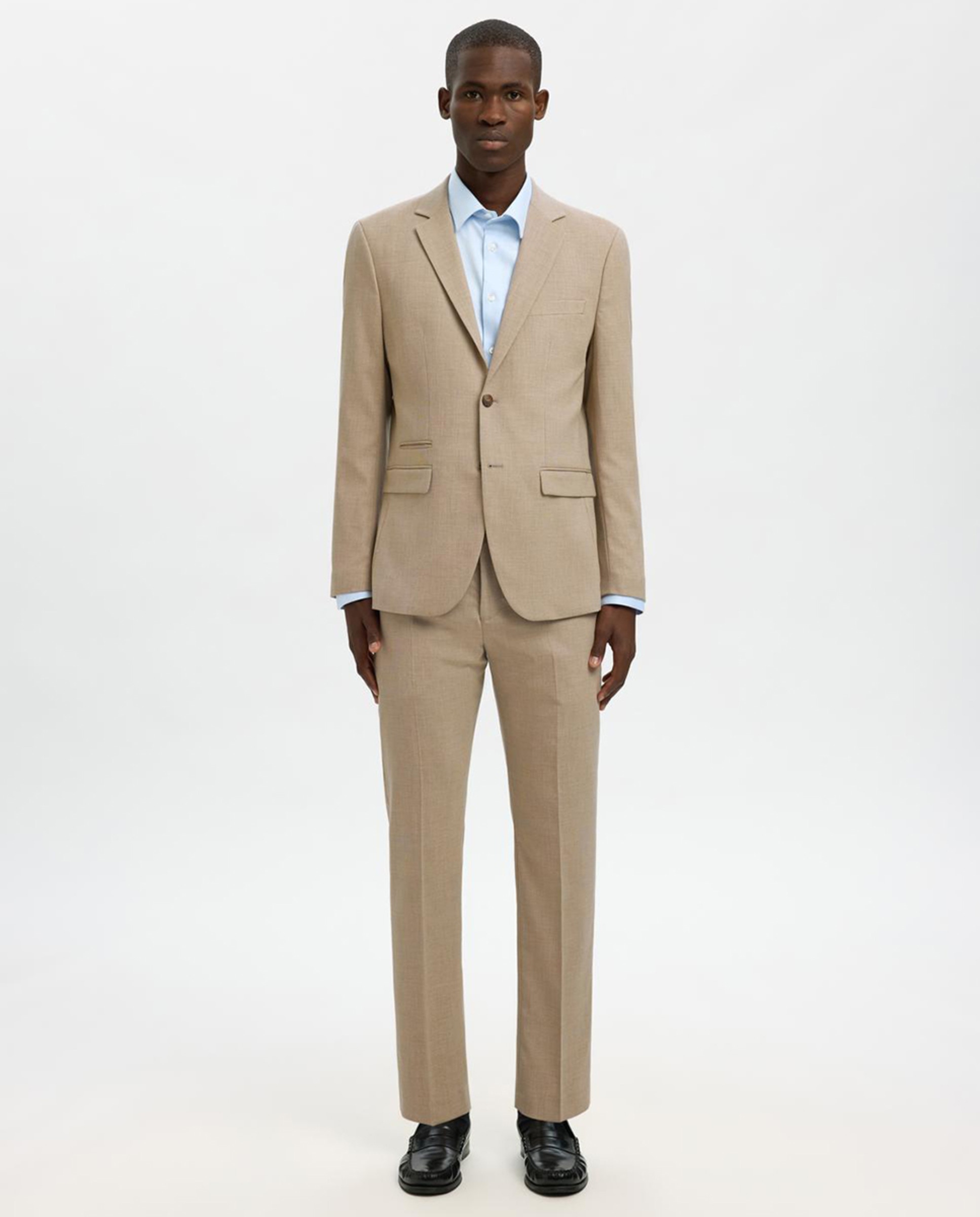Chaqueta de traje de hombre Slim Fit lisa - Selected - Beige Beige-5