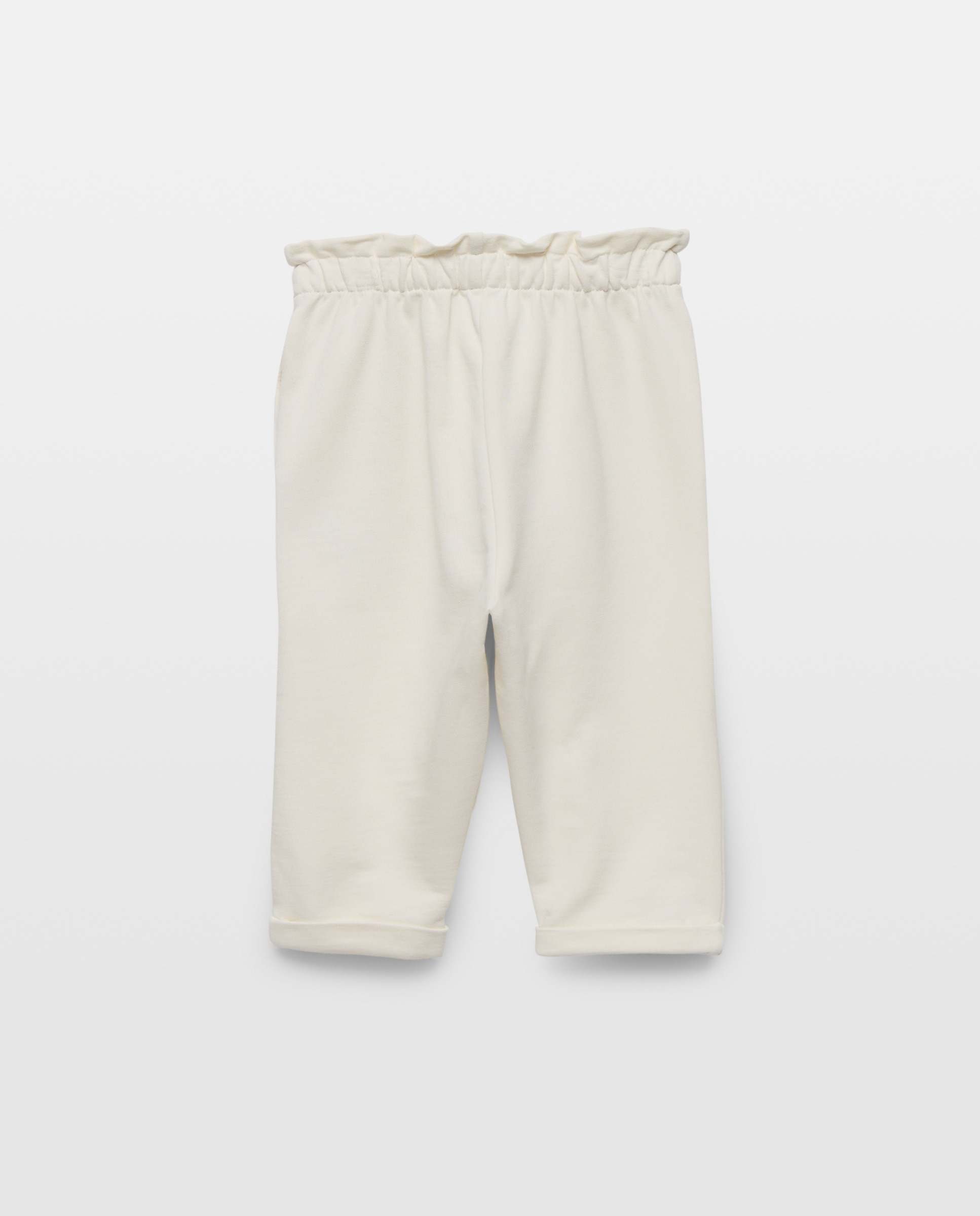 Pantalón bebé niña felpa cintura fruncida 120 Crudo-2