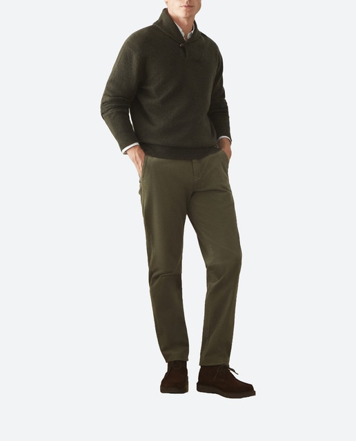 Imagen 0 de Jersey de hombre cuello chal con boton liso 100% lambswool