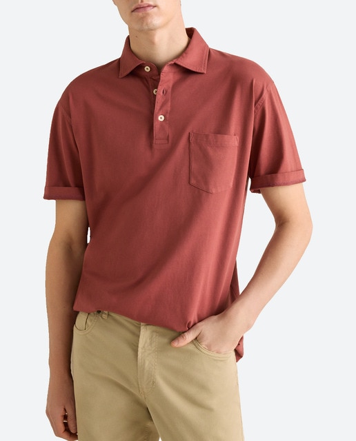 Imagen 0 de Polo de hombre manga corta  jersey liso bolsillo garment dye