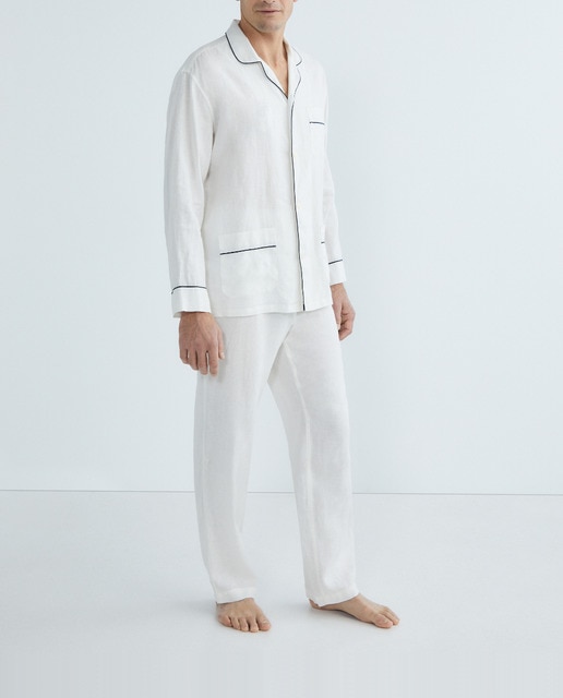 Imagen 0 de Pijama lino de hombre manga larga y pantalón largo