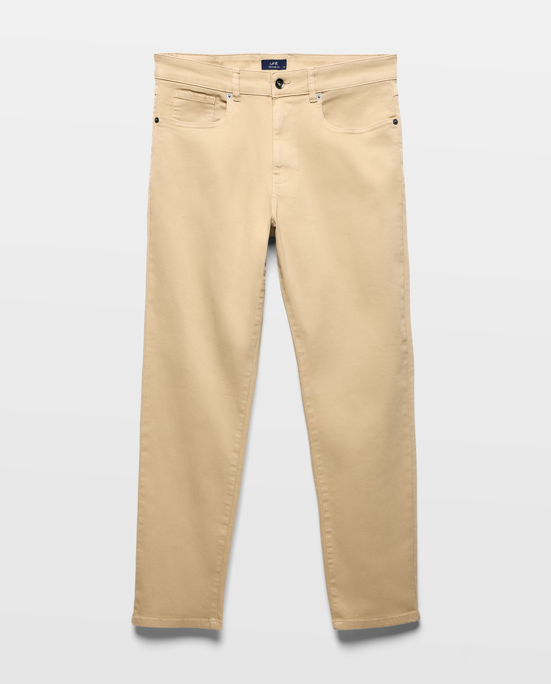 Pantalón hombre cinco bolsillos lavado regular fit Beige-4