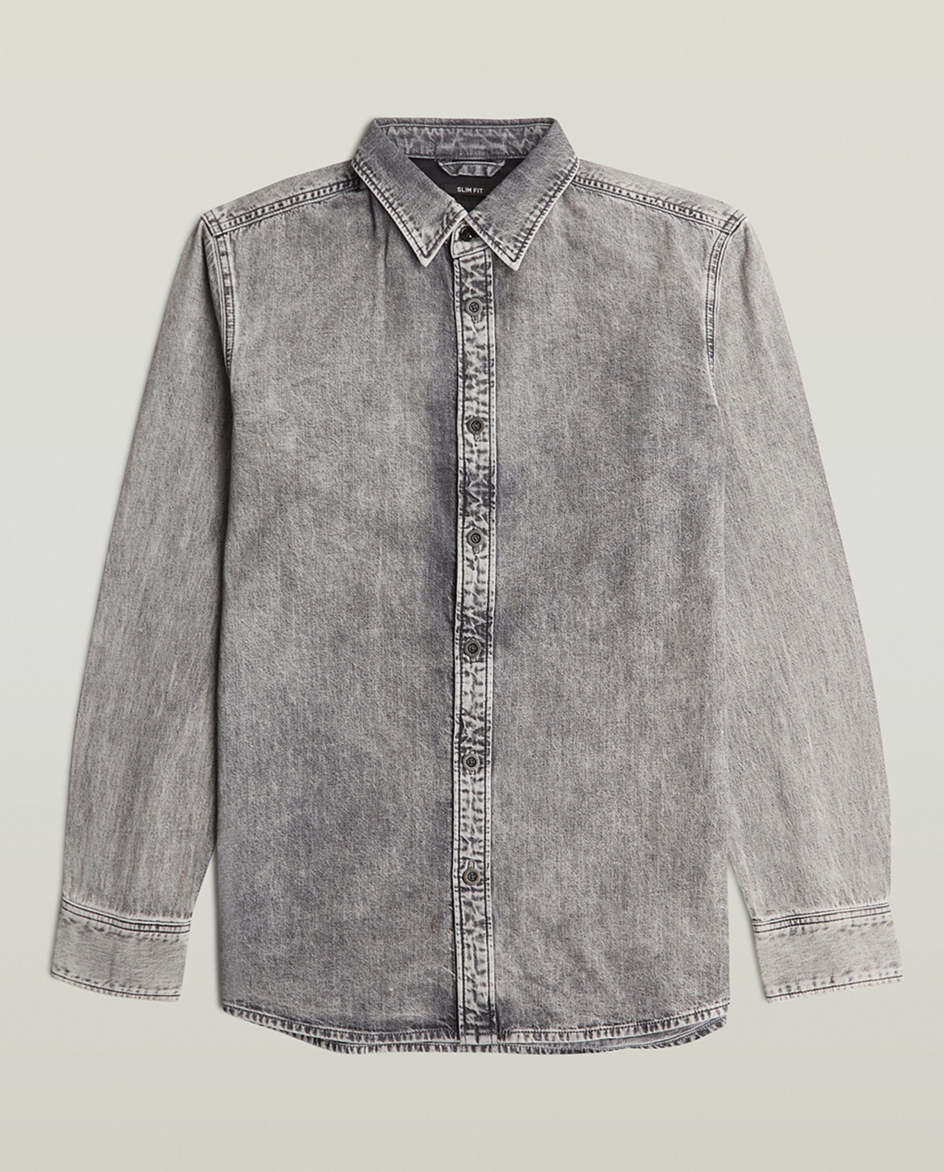 Camisa de Corte Justo com Manga Comprida Cinzento-5