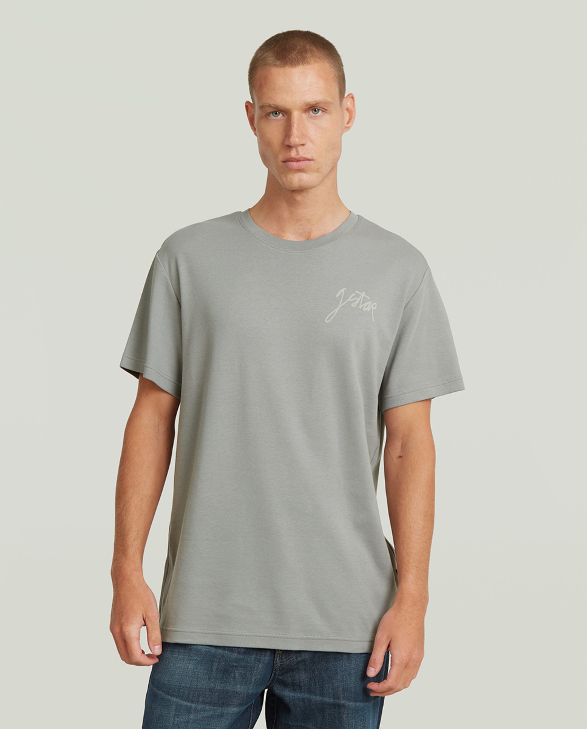 T-shirt Regular com Ilustrações Cinzento-1