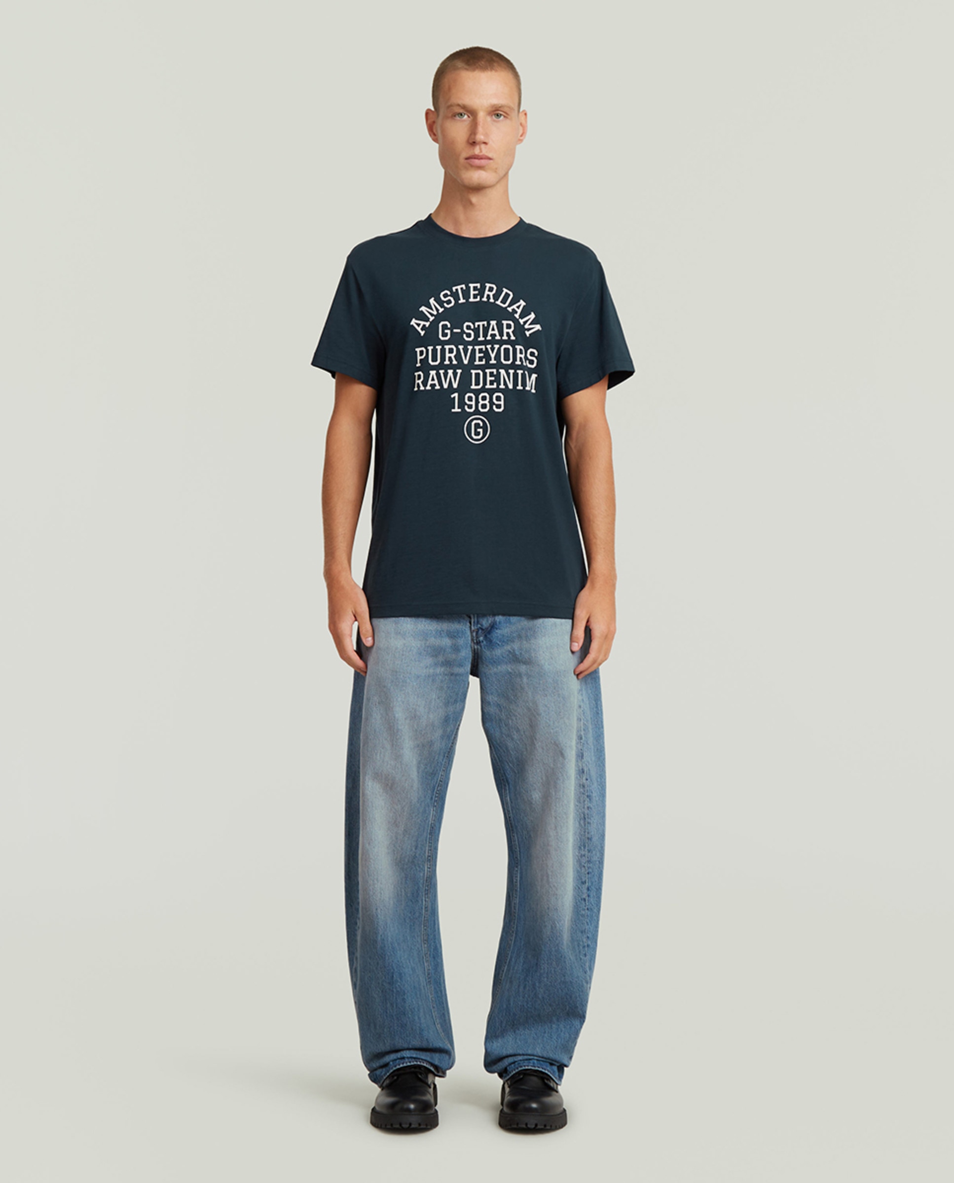 T-shirt Regular com Manga Curta Azul-7