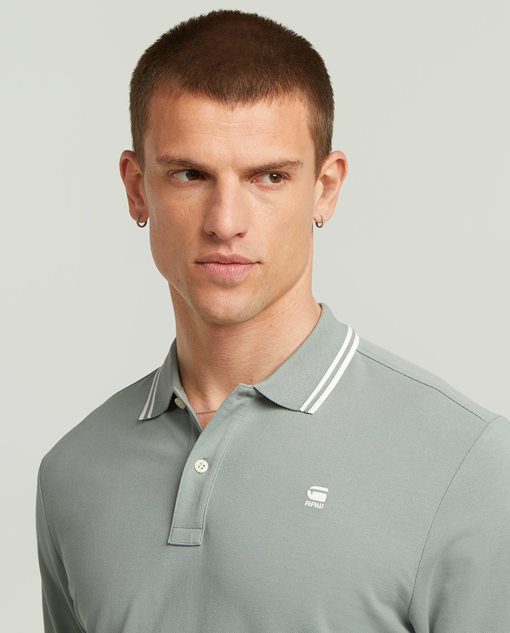 Polo Dunda Slim de Algodão Orgânico com Manga Curta Azul-3