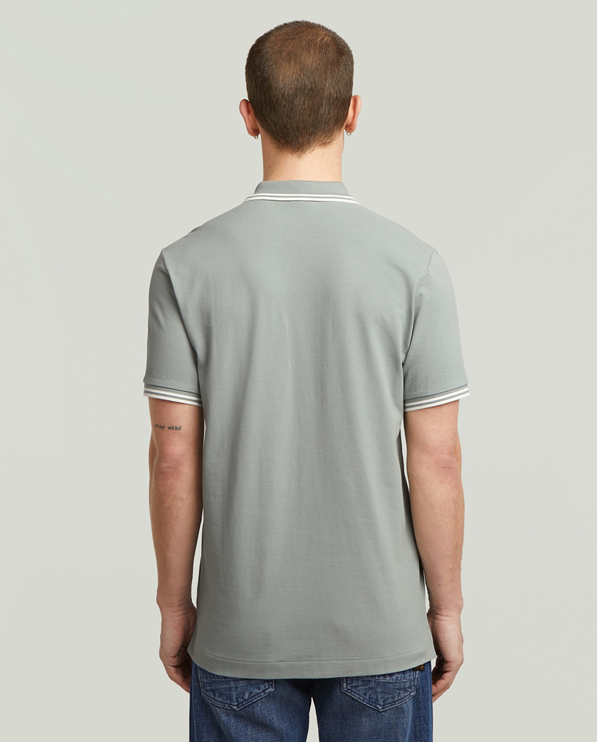 Polo Dunda Slim de Algodão Orgânico com Manga Curta Azul-2