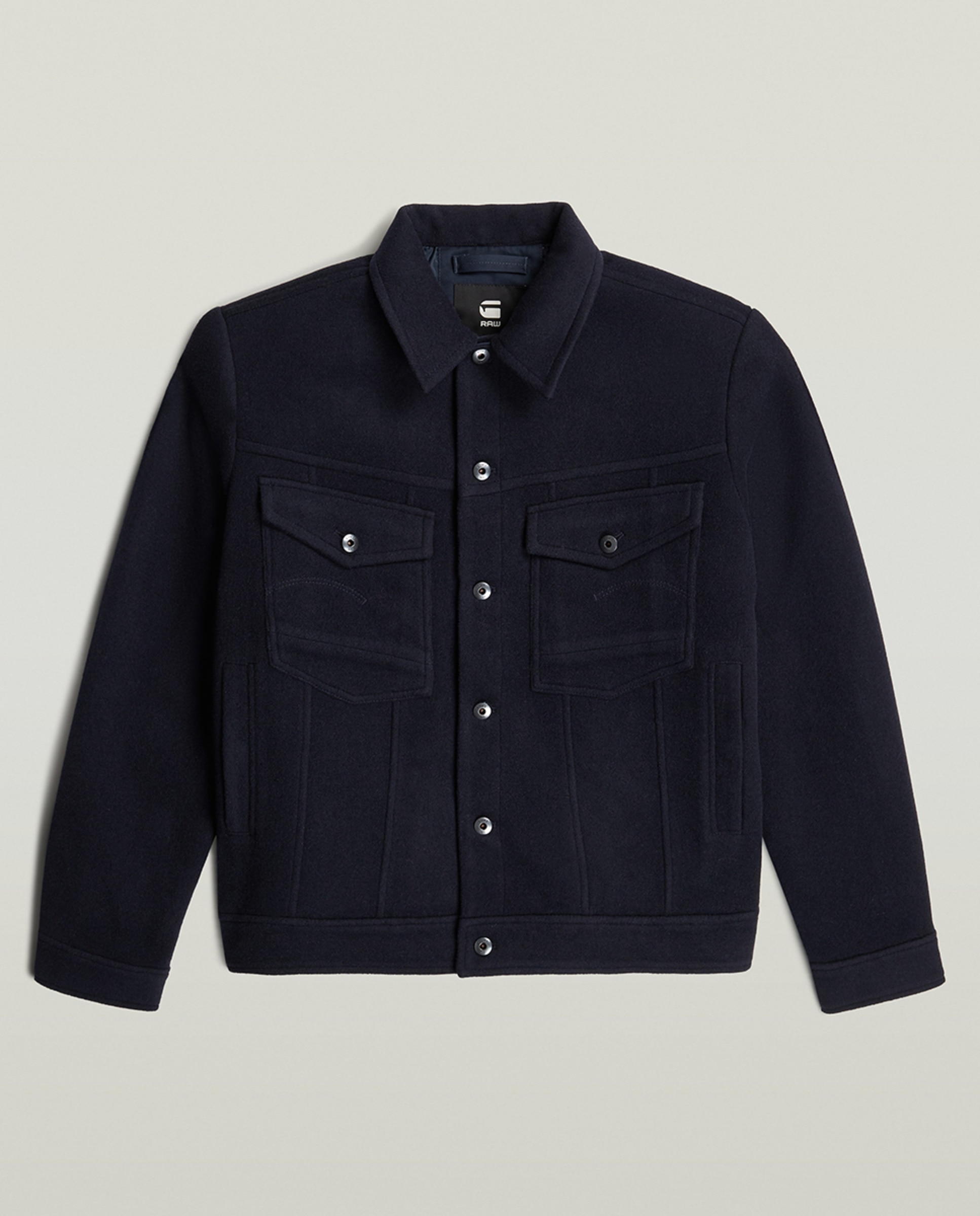 Casaco de Lã Estilo Blusão Azul-6