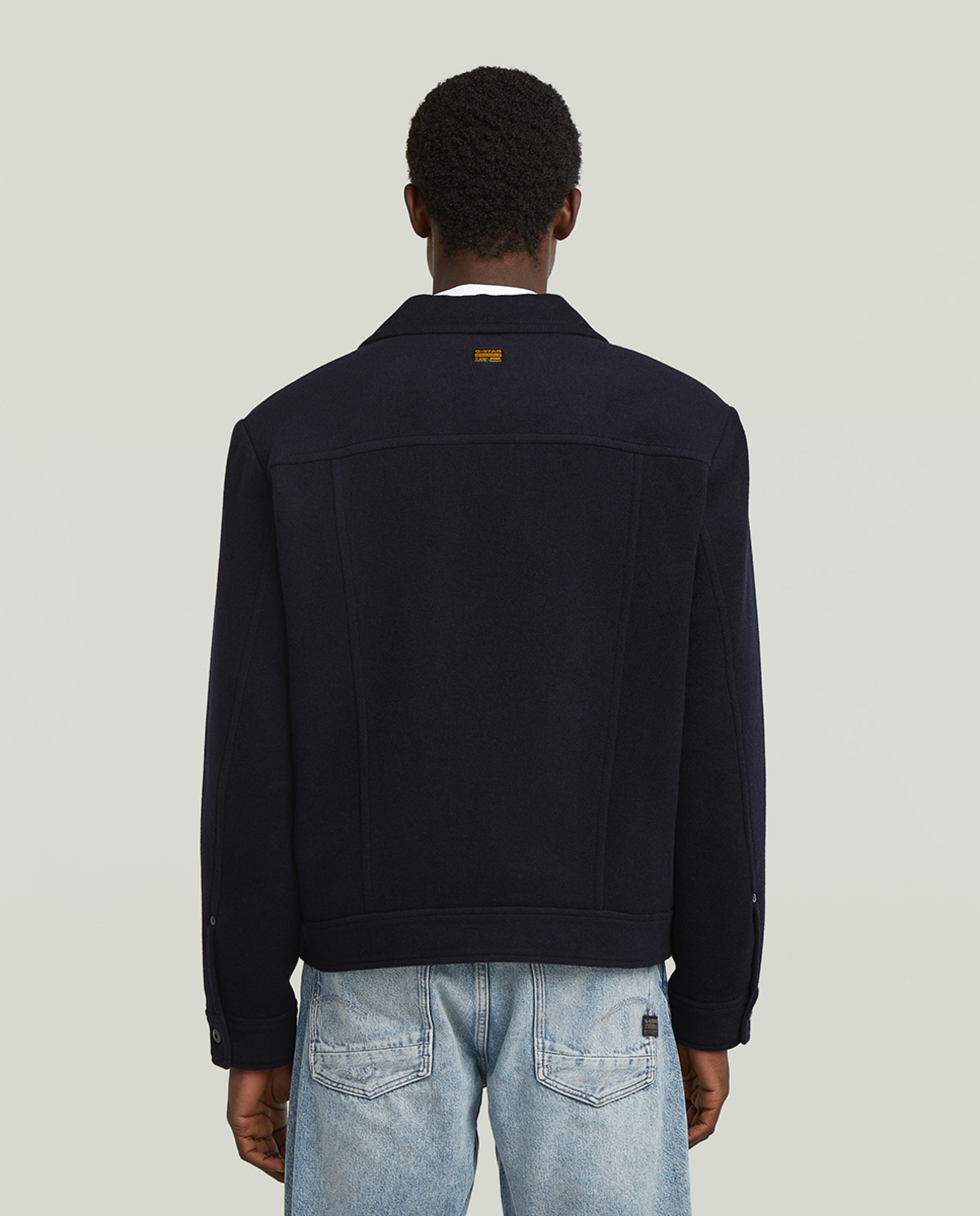 Casaco de Lã Estilo Blusão Azul-2