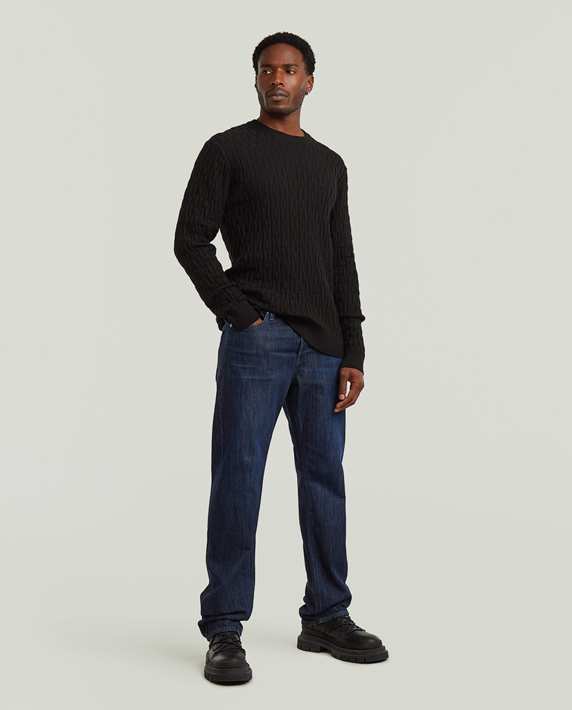 Camisola de Malha Regular Preto-4