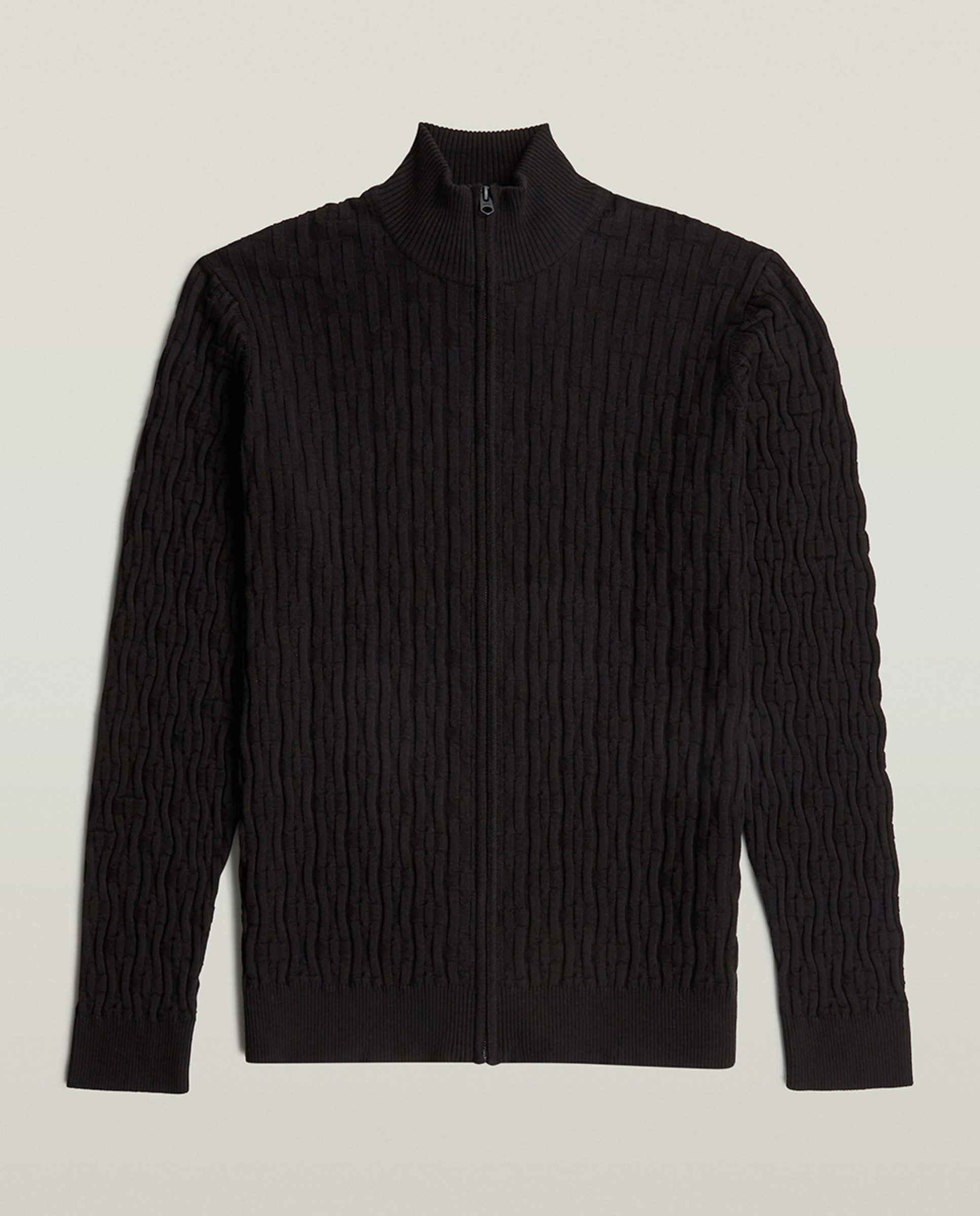 Casaco Estilo Cardigan com Fecho de Correr Preto-6