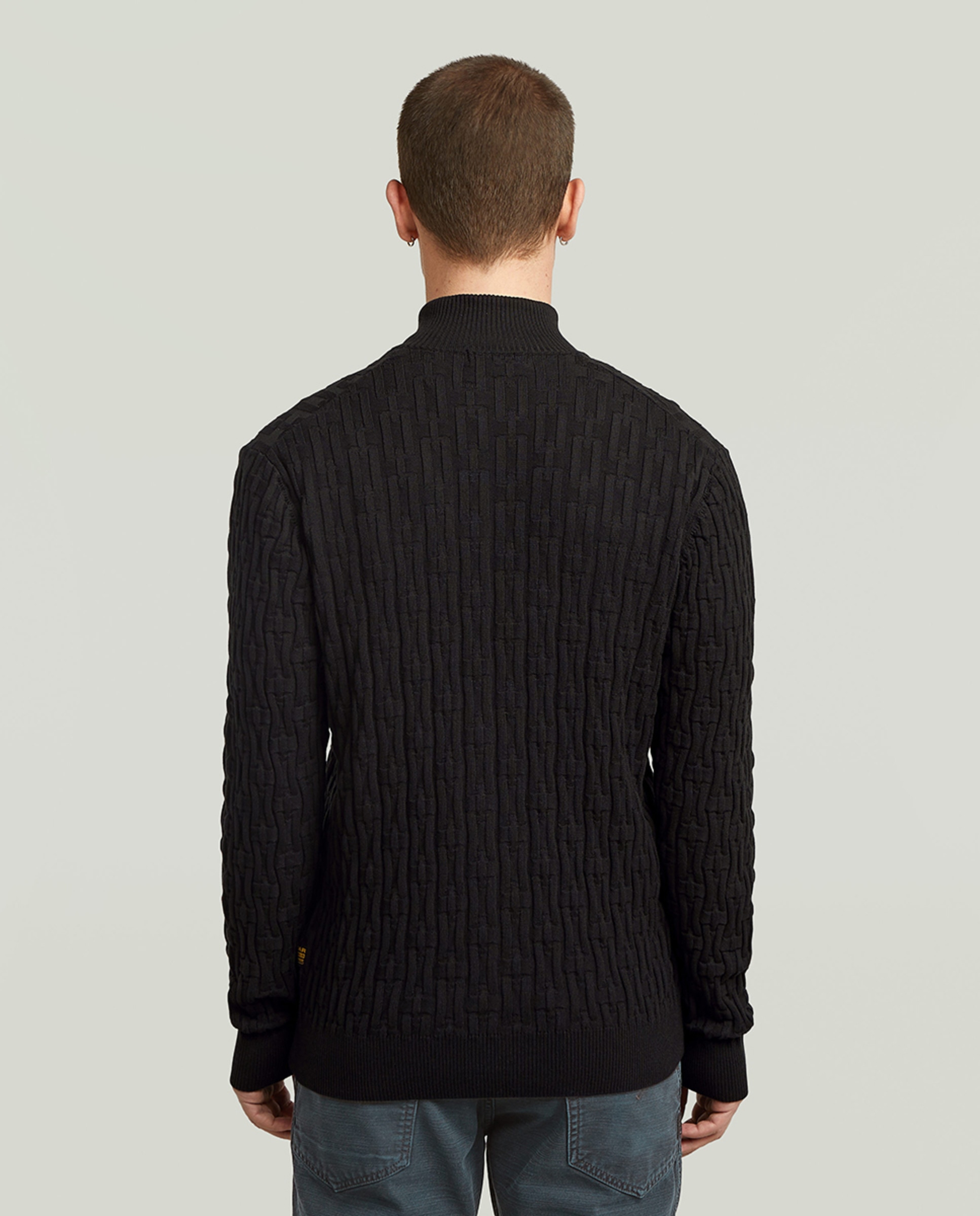 Casaco Estilo Cardigan com Fecho de Correr Preto-2