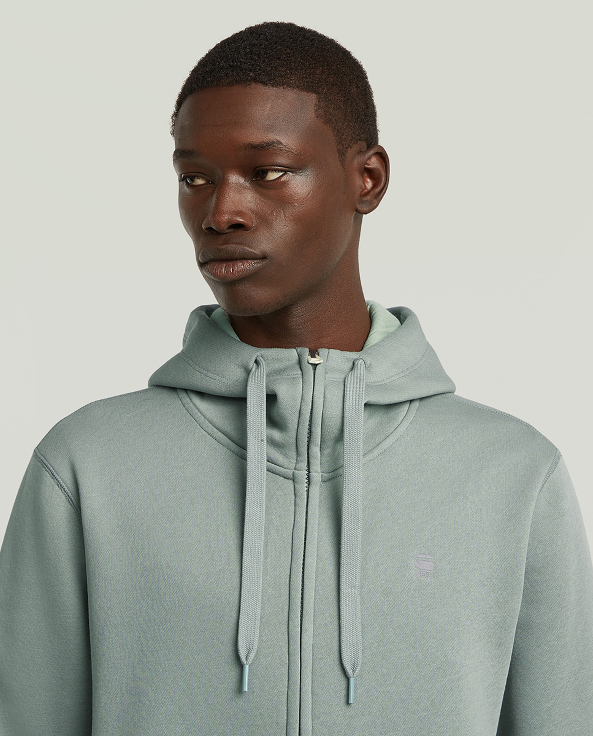 Sweatshirt de Manga Comprida com Capuz e Fecho de Correr - Preto Azul-3