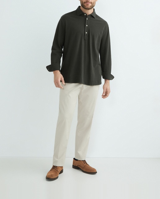 Imagen 0 de Polo de hombre con manga larga y garment dye