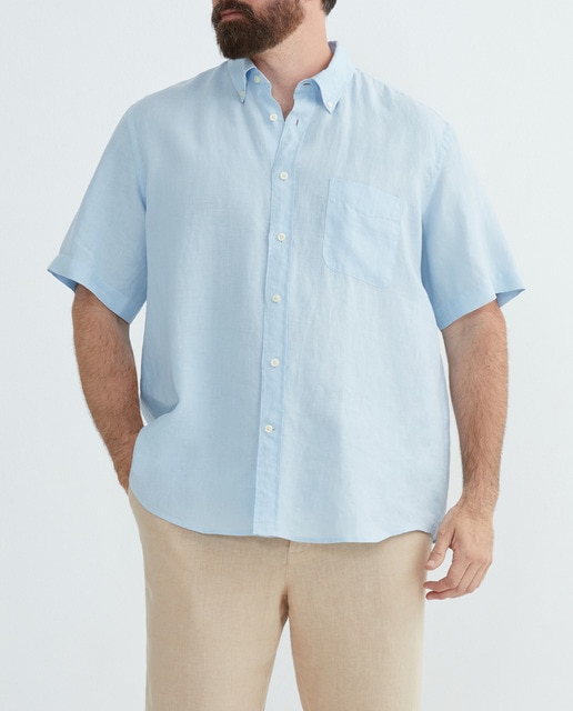 Imagen 0 de Camisa de hombre, tallas grandes, de lino y manga corta