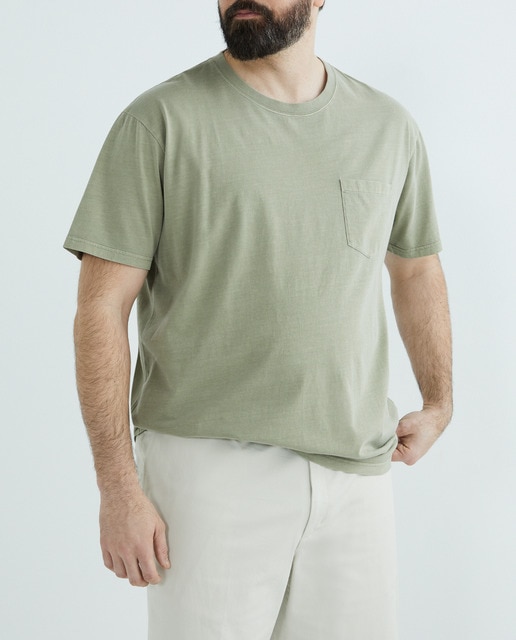 Imagen 0 de Camiseta de hombre tallas grandes de manga corta lisa garment dye