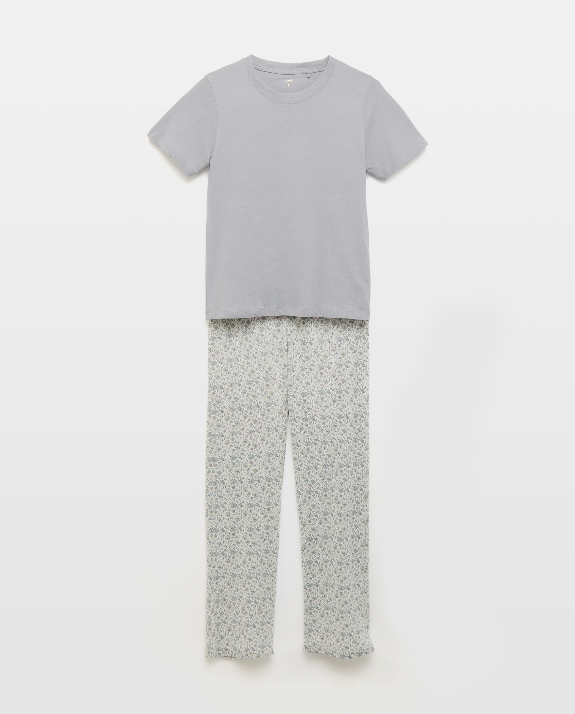 Pijama mujer algodón estampado Gris claro-3