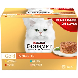 Gold Tartalette surtido comida húmeda para gatos caja 24 latas 85 g - Gourmet