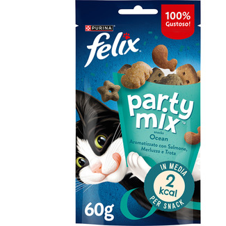 Party Mix snacks para gatos con sabor a salmón, pescado blanco y trucha paquete 60 g - Felix