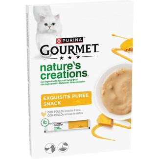 Nature's Creations snacks para gatos adultos Exquisite Puree con pollo 5 envase 10 g - Gourmet