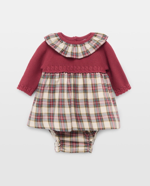 Imagem 0 de Vestido Estampado de Bebé em Mistura de Malha e Tecido Plano