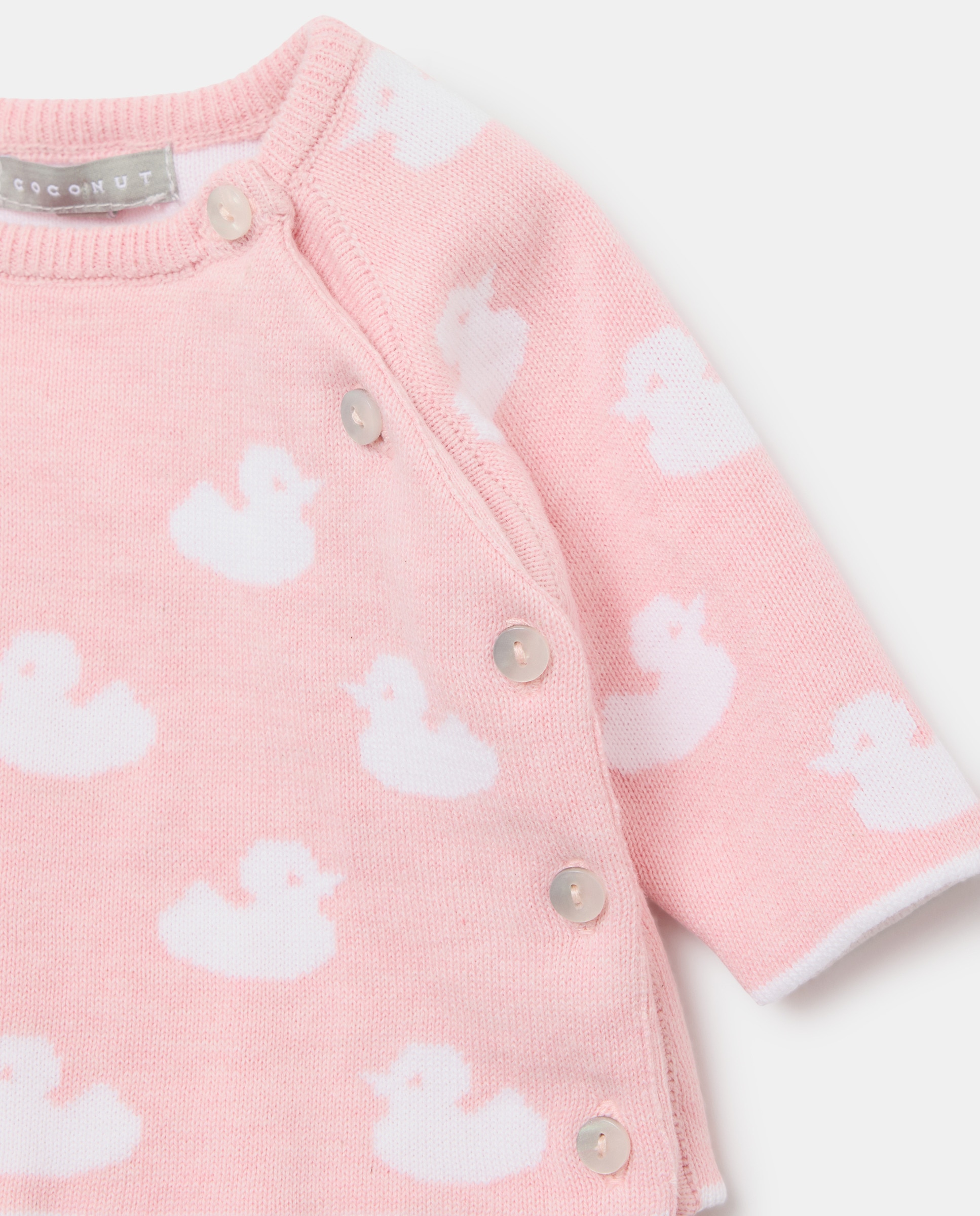 Conjunto de 2 Peças de Tricot de Bebé com Manga Comprida e Intársia Rosa-4