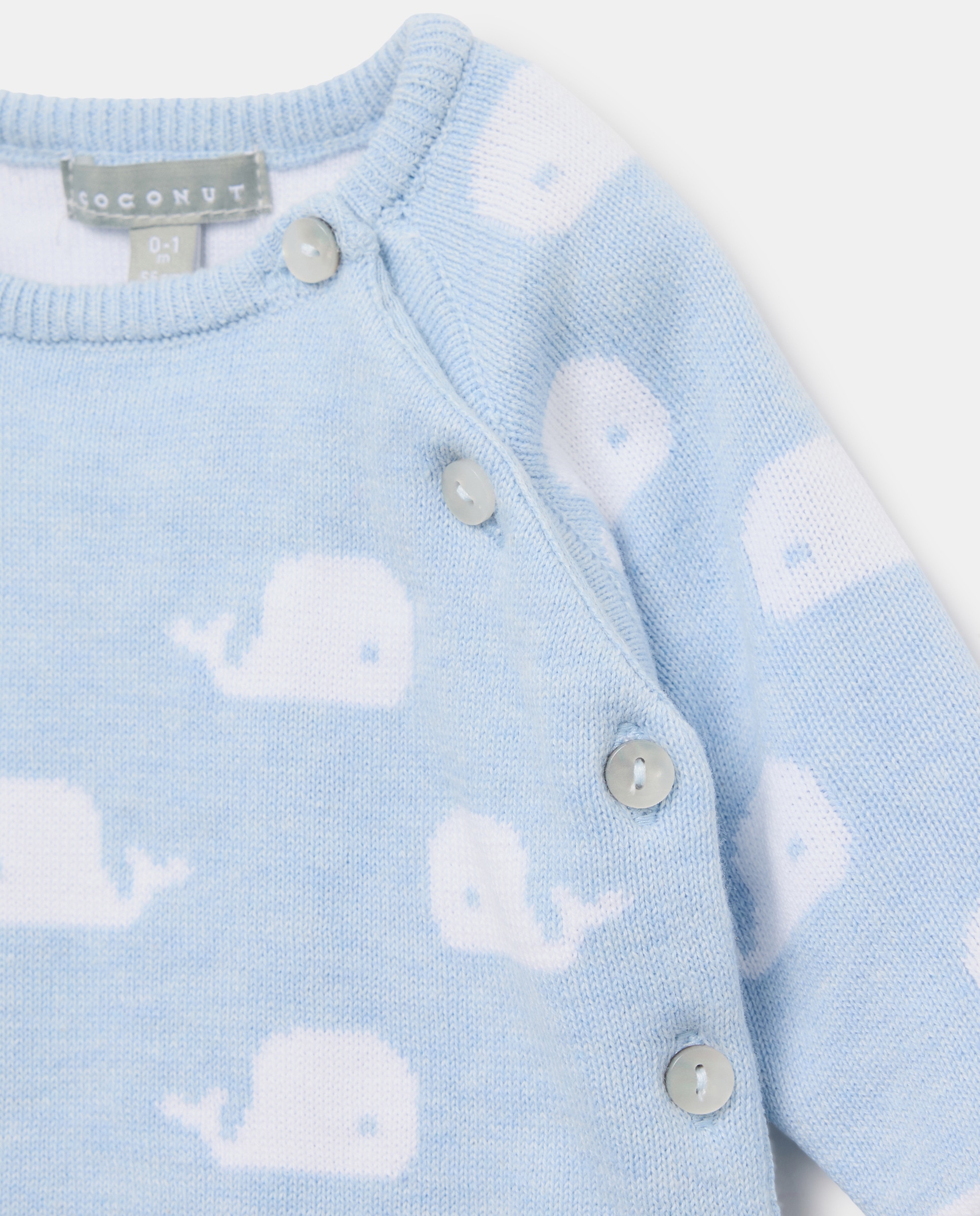 Conjunto de 2 Peças de Tricot de Bebé com Manga Comprida e Intársia Azul-4