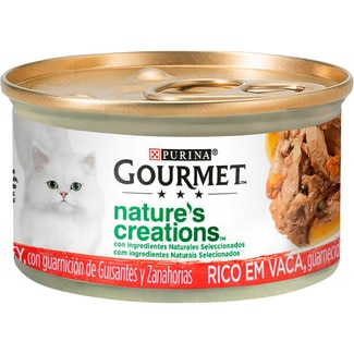 Nature's Creations comida húmeda para gatos con buey, guisantes y zanahorias lata 85 g - Gourmet