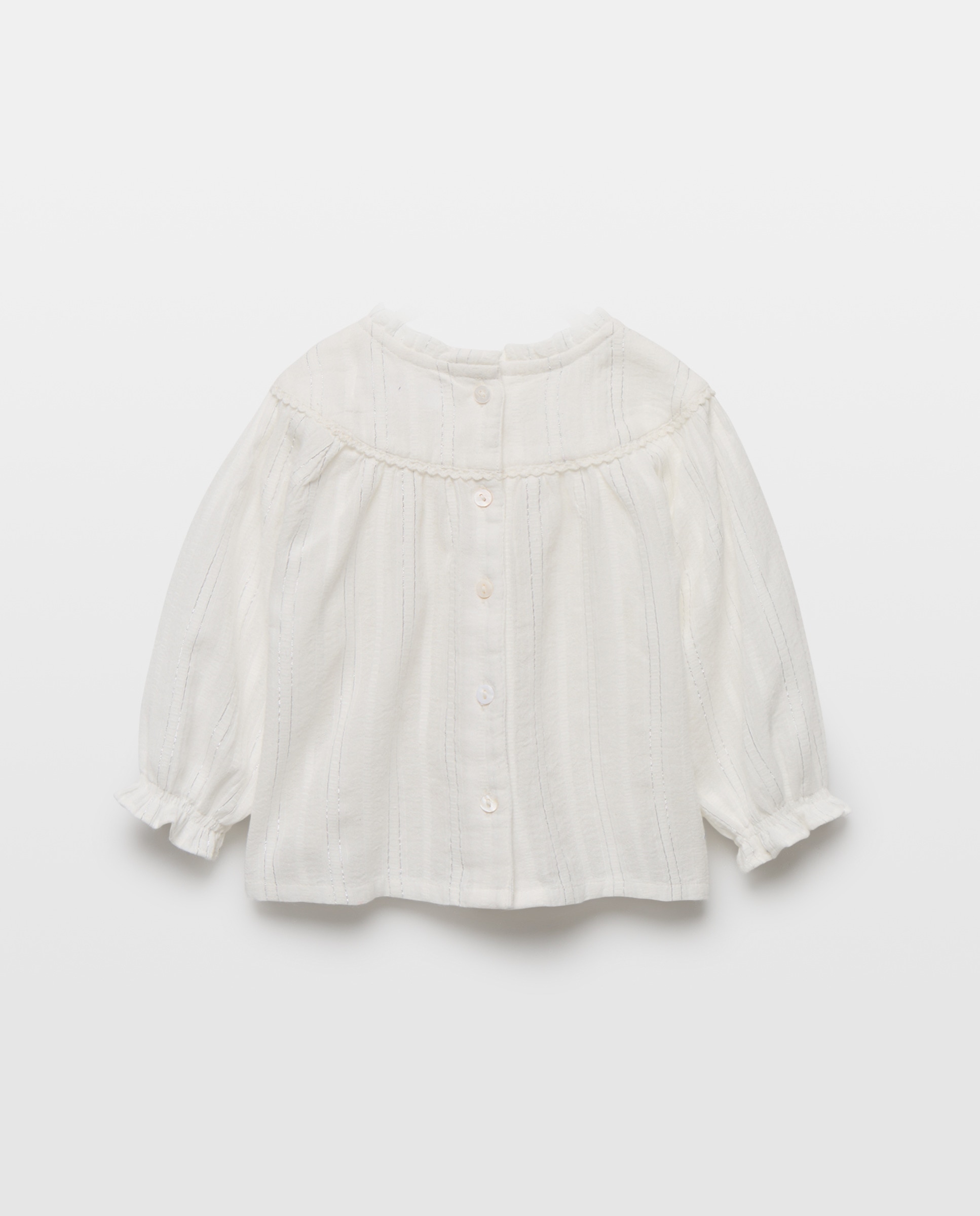 Camisa Lisa de Bebé com Manga Comprida Branco-marfim-2