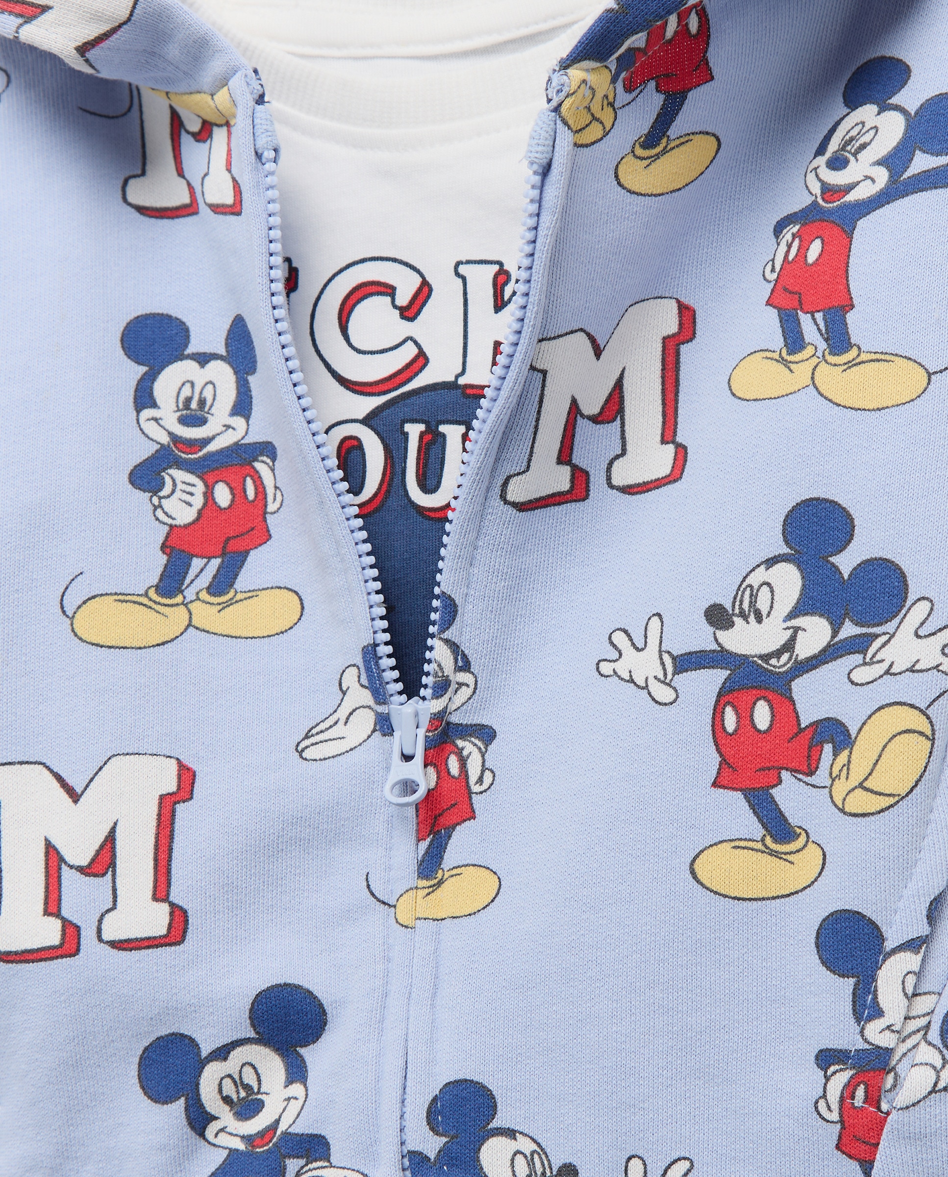 Conjunto de 3 Peças de Bebé com Estampado Mickey, Sweatshirt Aberta e Calças de Felpa Baby El Corte Inglés 400 Azul-5
