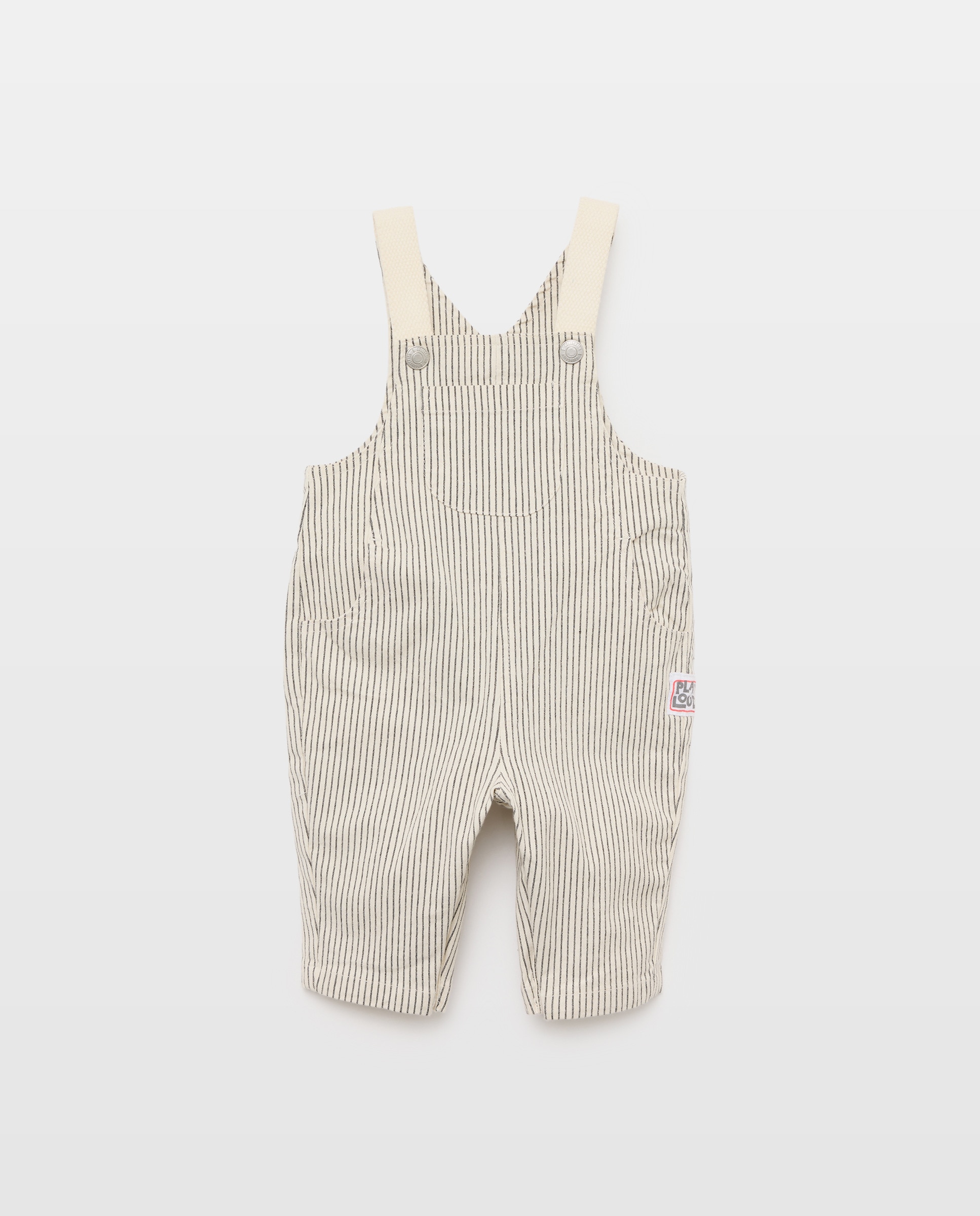 Jardineiras de Sarja de Bebé às Riscas Branco-1