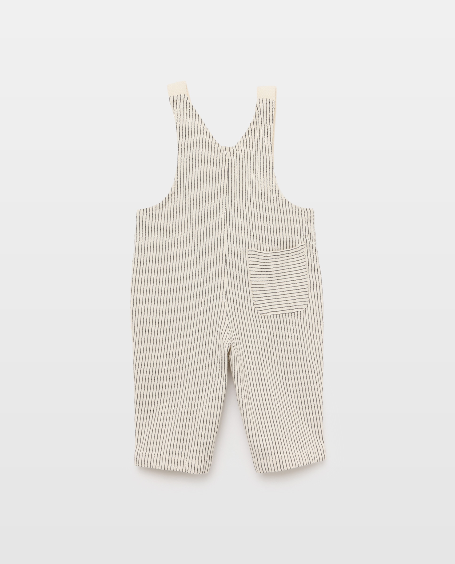 Jardineiras de Sarja de Bebé às Riscas Branco-2