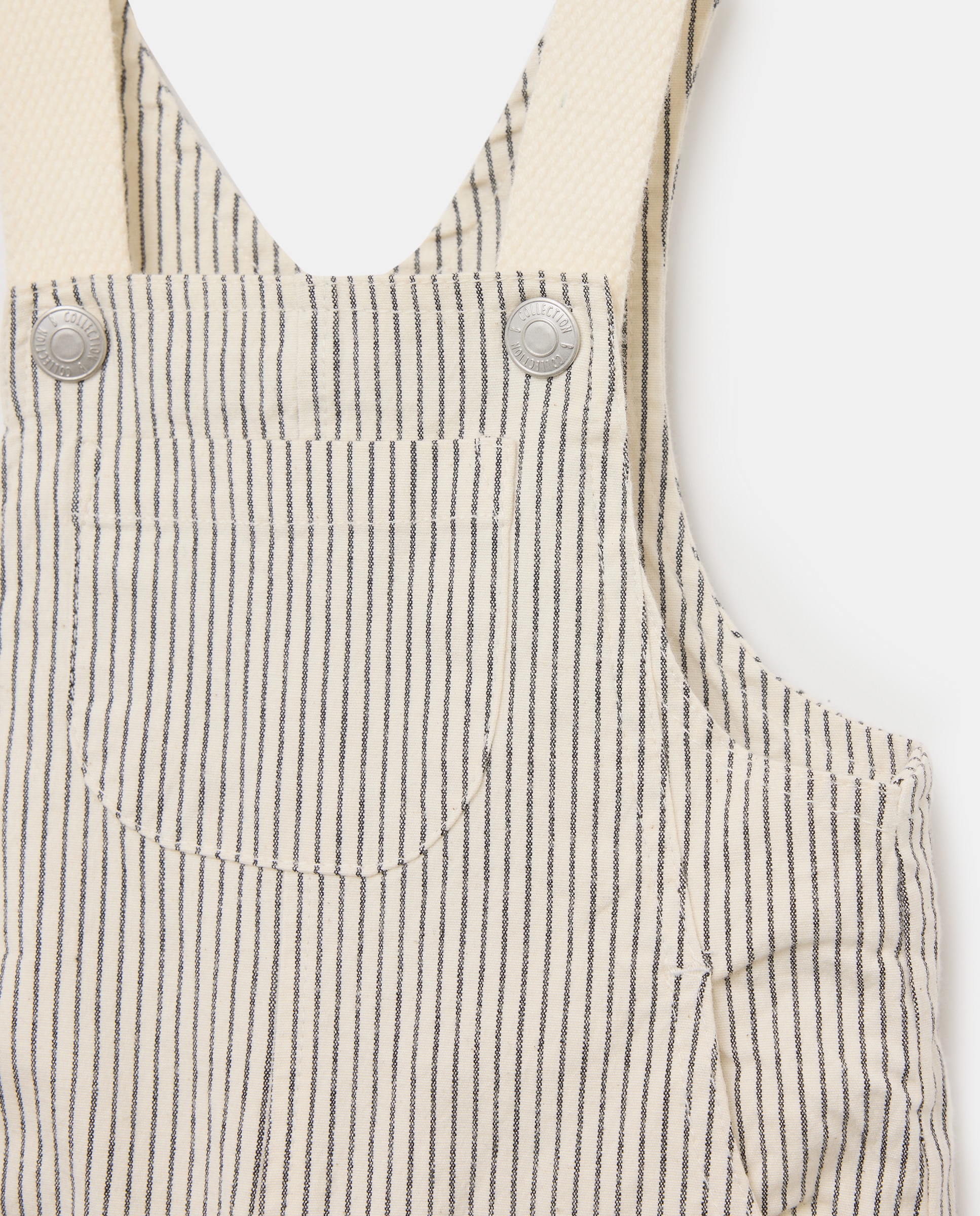 Jardineiras de Sarja de Bebé às Riscas Branco-3