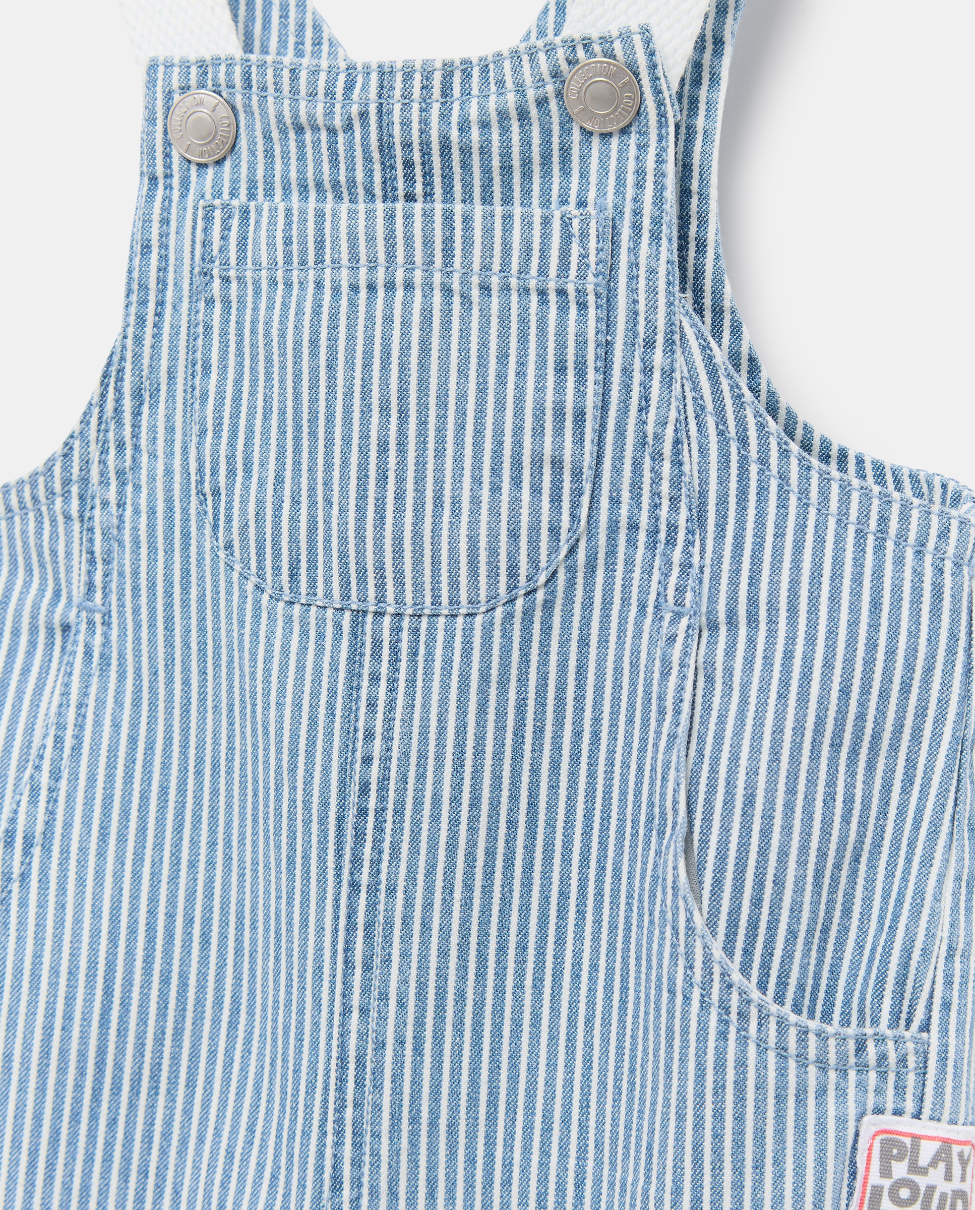 Jardineiras de Sarja de Bebé às Riscas Cinzento-claro-3