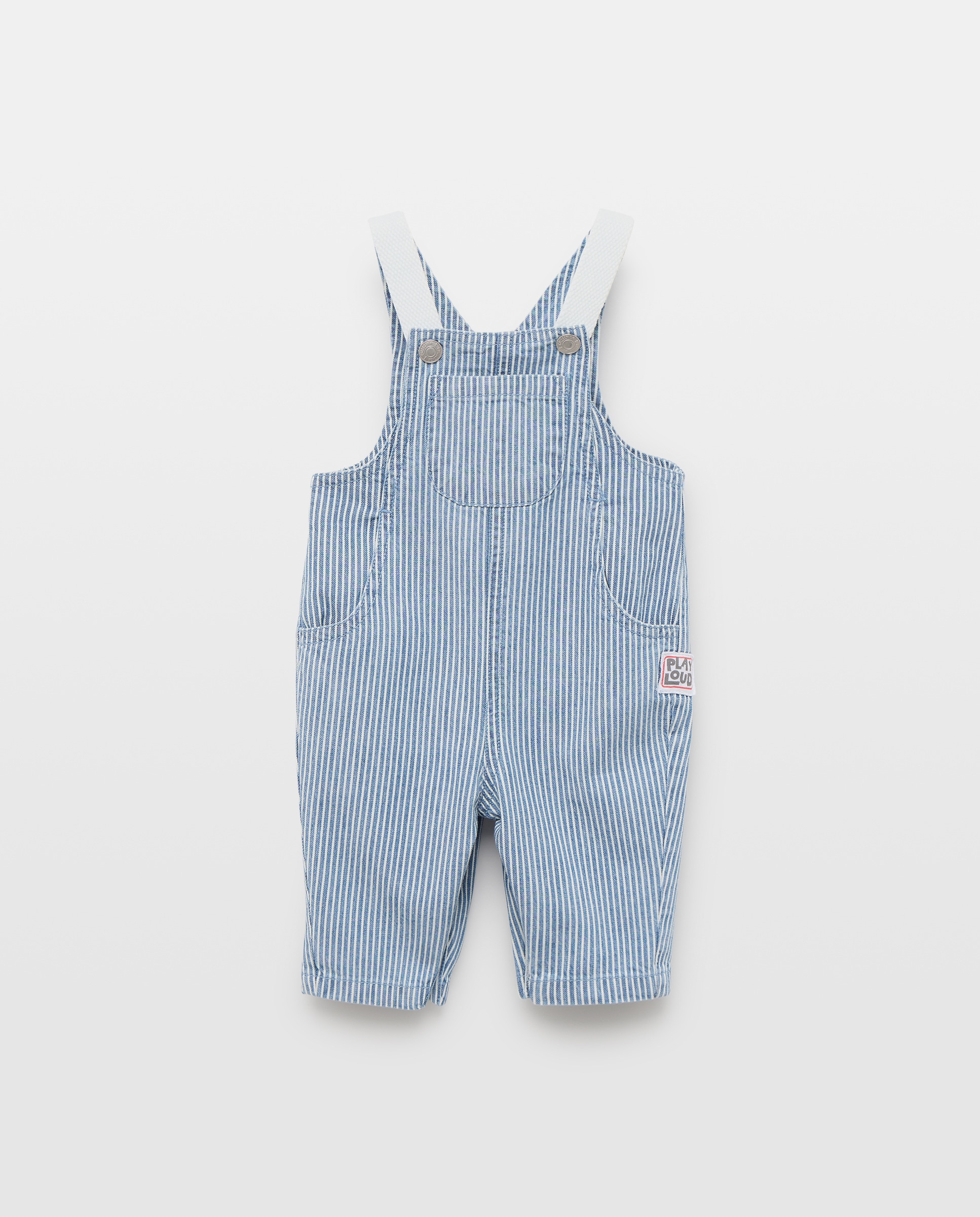 Jardineiras de Sarja de Bebé às Riscas Cinzento-claro-1