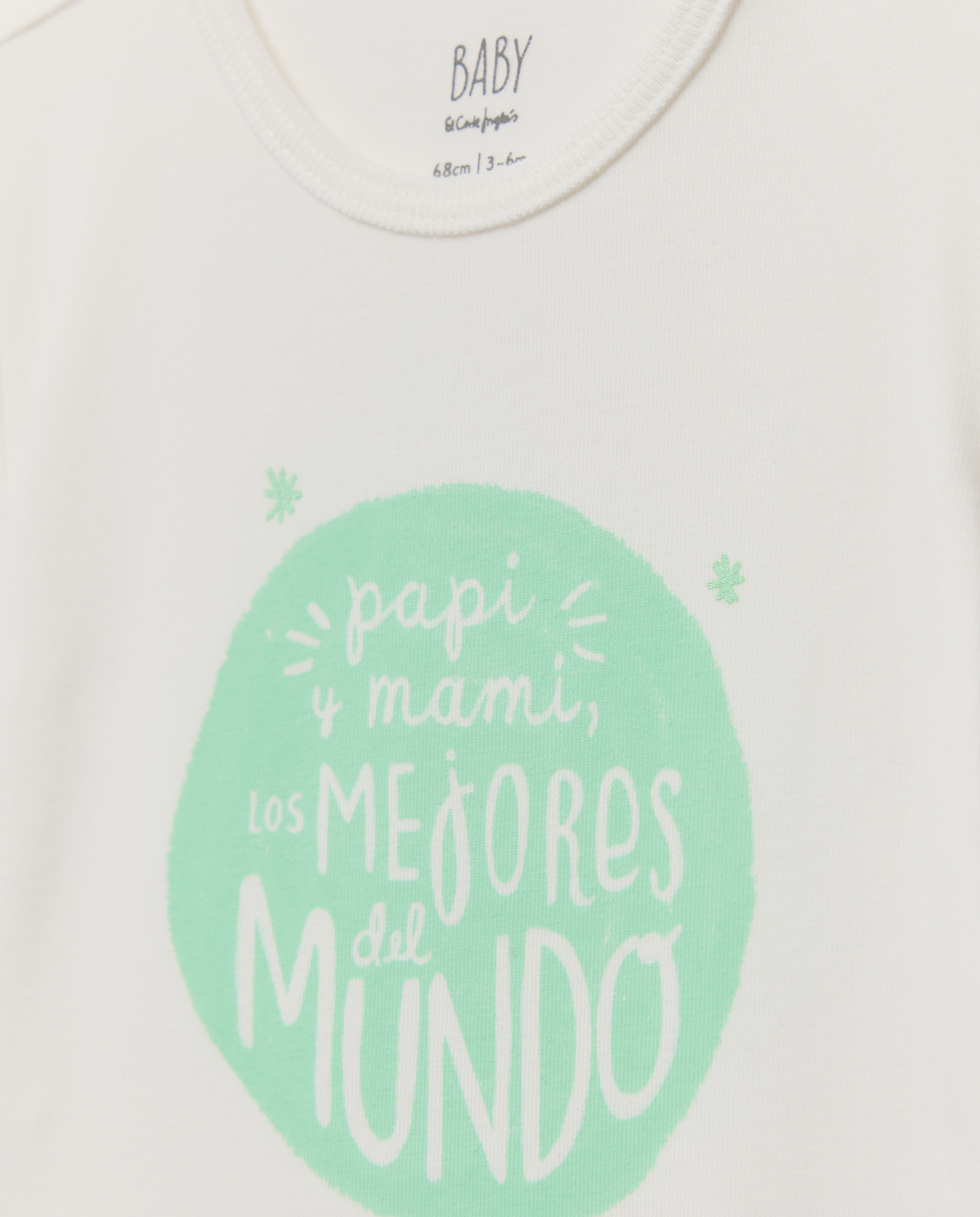 Body de Bebé com Mensagem "Papi y Mami los Mejores.." Baby El Corte Inglés Branco-marfim-3