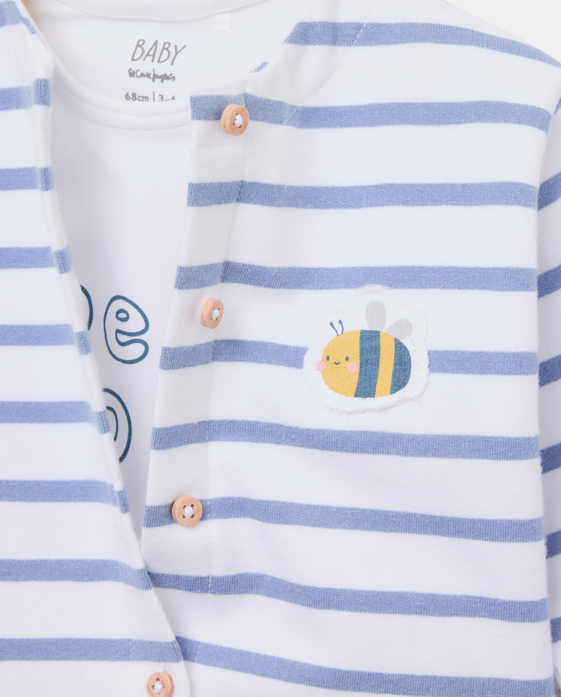 Conjunto de Três Peças de Felpa Lisa de Bebé Baby El Corte Inglés Azul-3