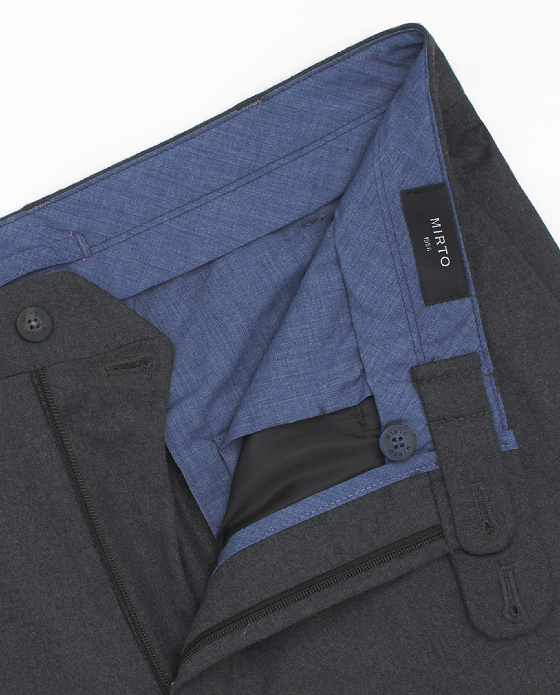 Calças Regular de Flanela Stretch Lisas Cinzento-escuro-5