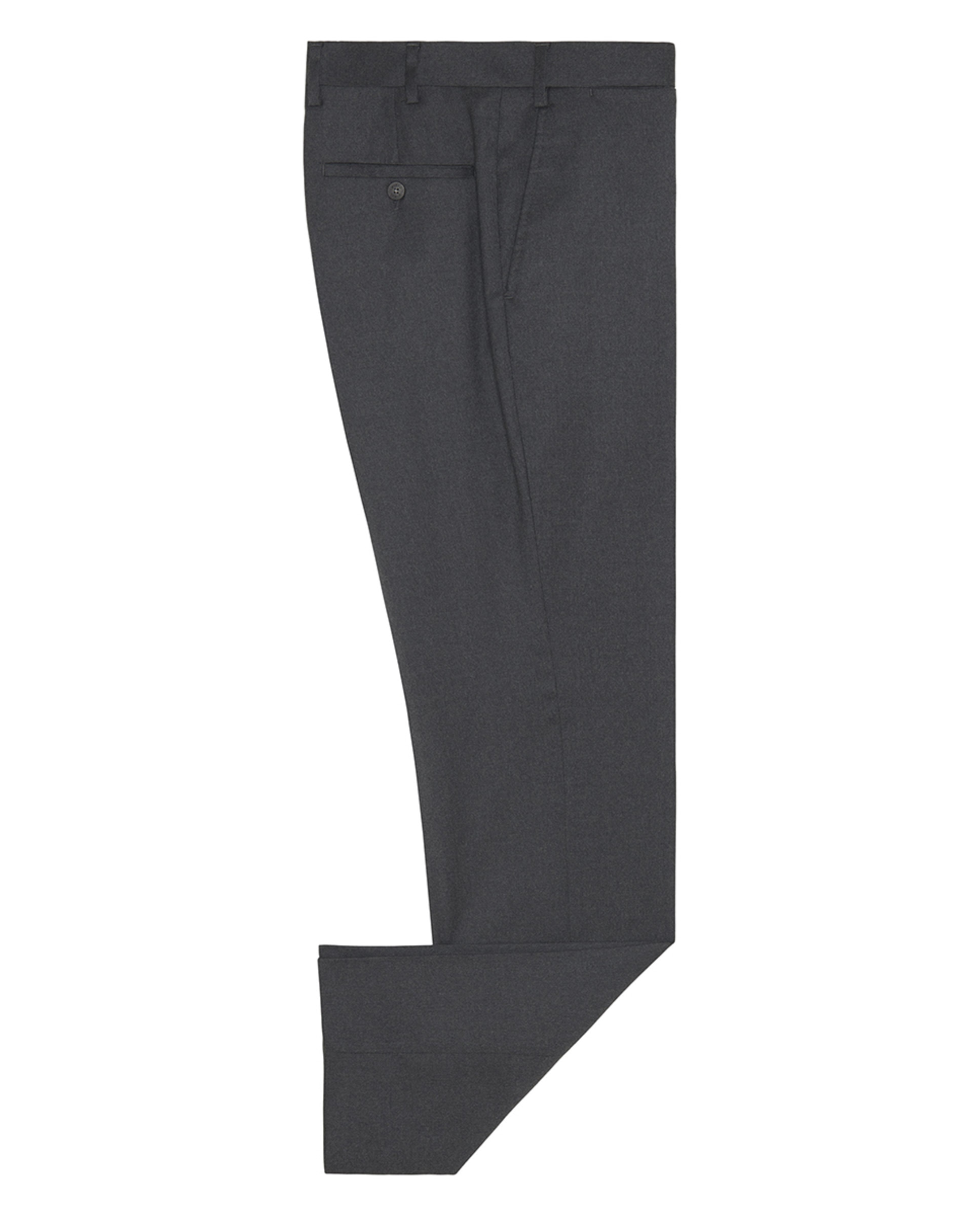 Calças Regular de Flanela Stretch Lisas Cinzento-escuro-4