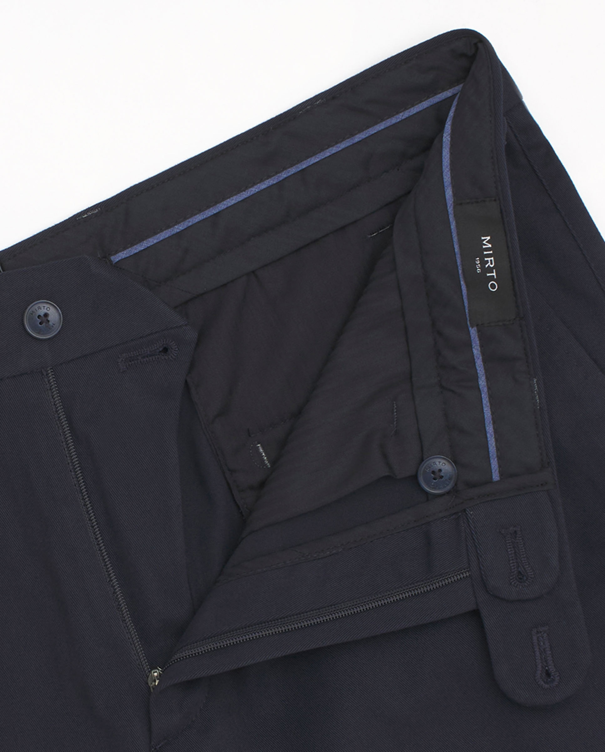 Calças Chino Regular de Algodão Stretch Lisas Azul-marinho-5