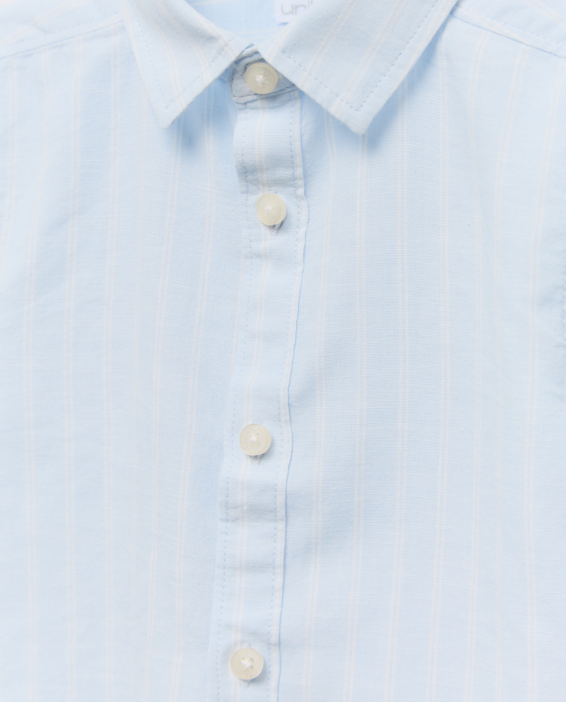 Camisa de bebé algodón-lino rayas 410 Azul claro-3