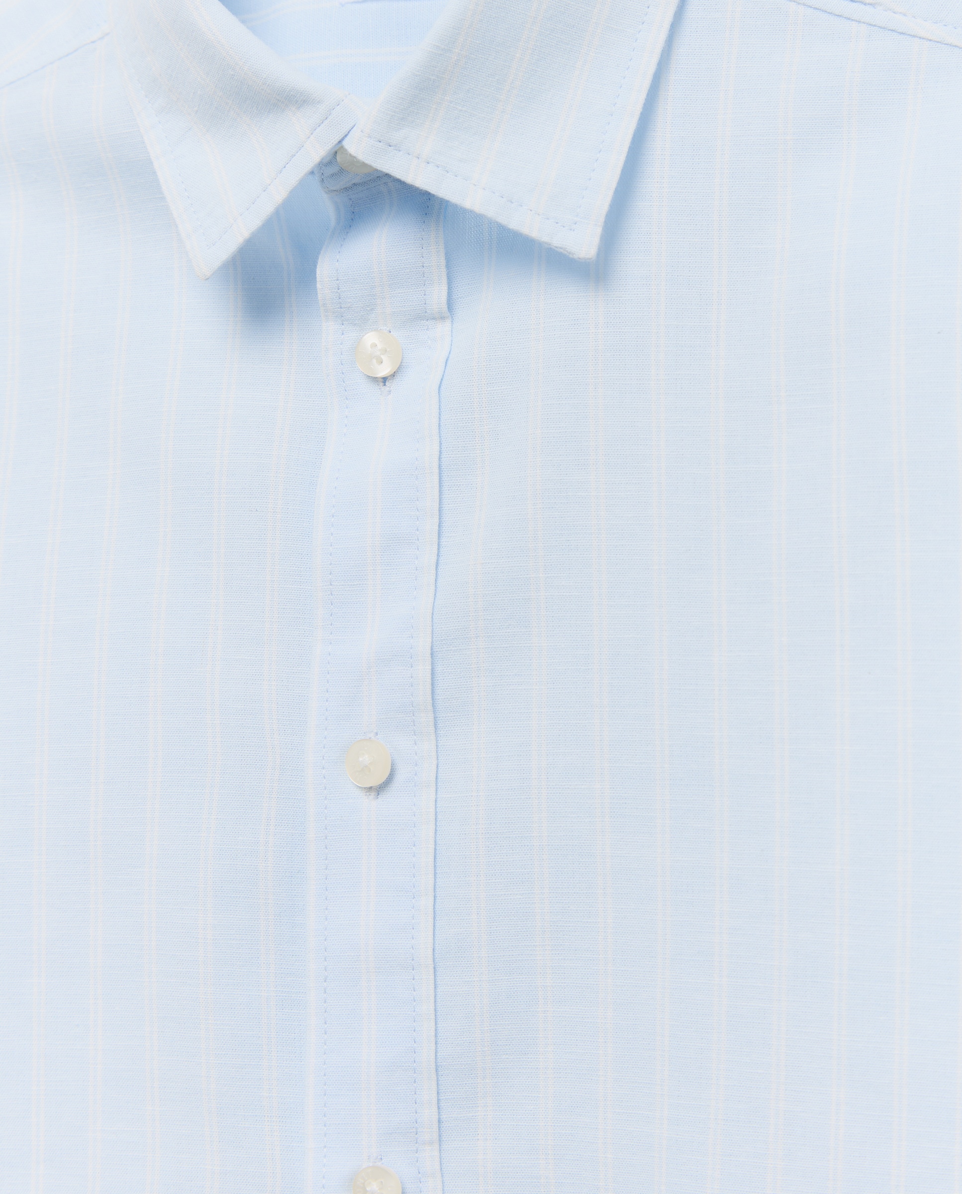 Camisa de niño algodón-lino rayas 410 Azul claro-3
